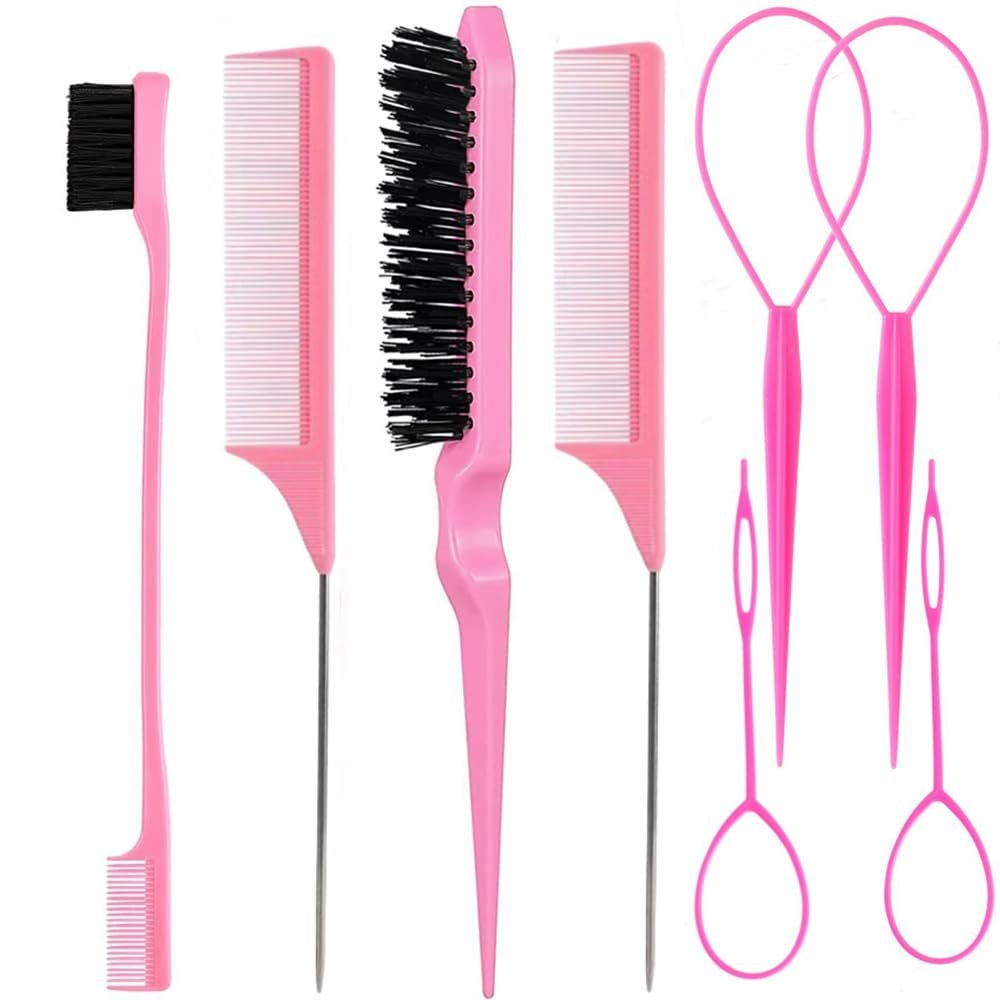 8-Piece Hairdressing Tools Set – Professional Hair Brushes Kit for Styling，Pink Hair Care Accessories