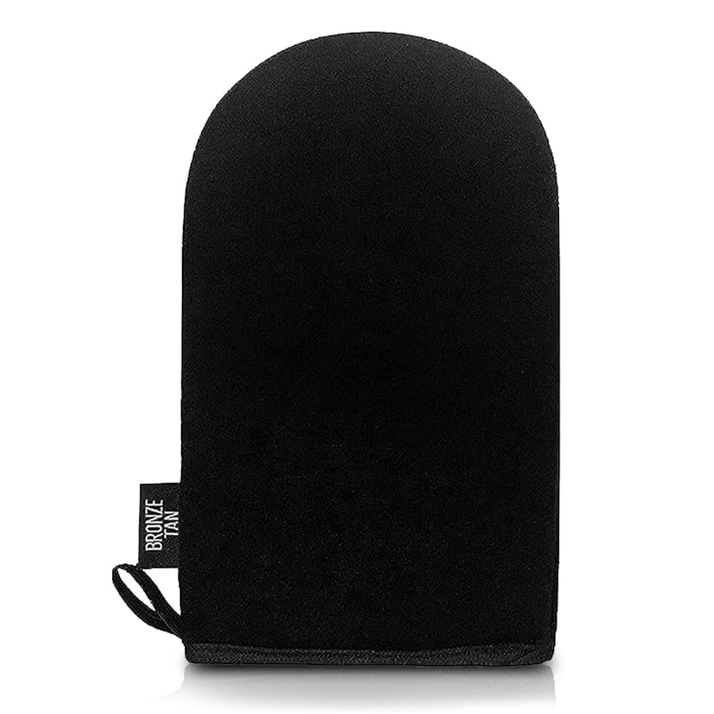 Self Tanning Mitt Applicator – Ultra Soft Self Tanner Mitt for Applying Tanning Mousse or Lotion – Machine Washable & Reusable Sunless Tanning Glove for Streak-Free Tan – Black