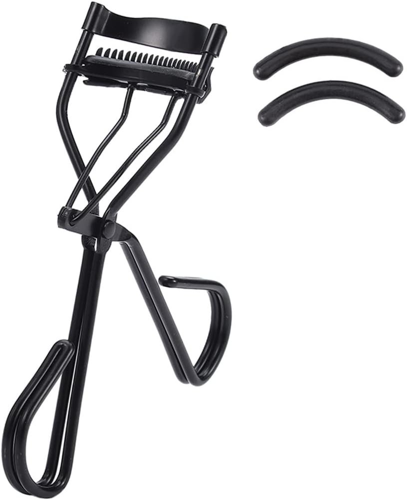 Uranian Eyelash Curlers with Built-in Comb Beauty Eyelashes Curlers Eyelash Cliper with 2 Replacement Silicone Refill Pads Premium Lash Curler Makeup Tool for Women and Girls (2 Black-Black Comb)