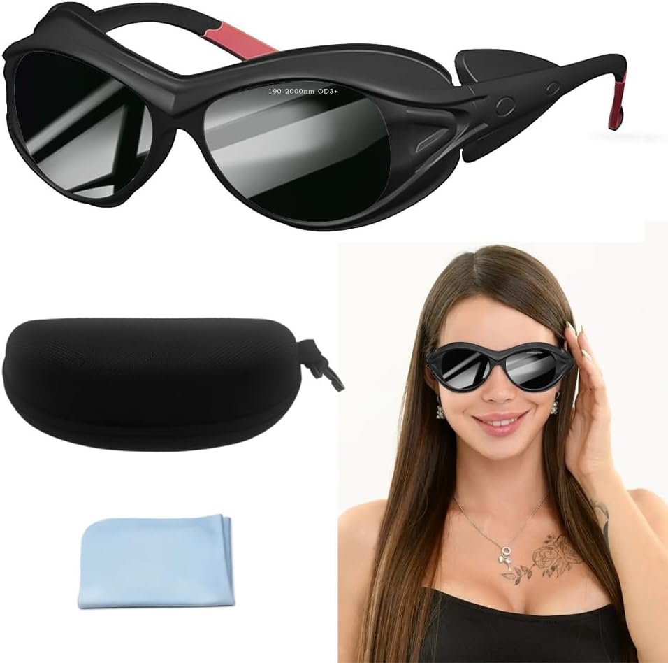 Red Light Therapy Glasses, Professional Eyes Protection for Tanning Goggles, IPL Laser Safety Glasses Goggle 190-2000nm for Laser Hair Removal Treatment Red Light Therapy