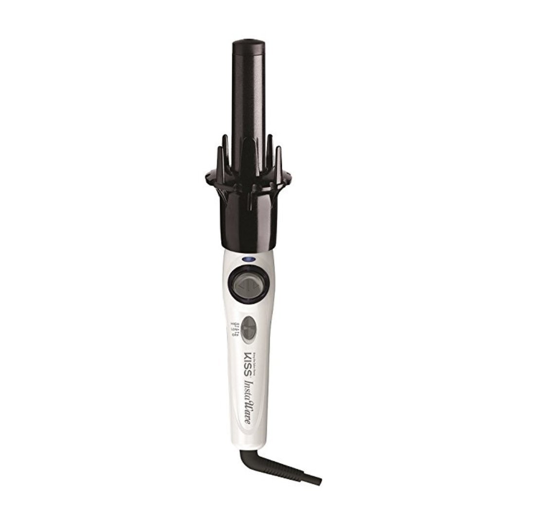 Kiss Instawave Deluxe Automatic Curling Iron, Black & White 1″ Curling Wand