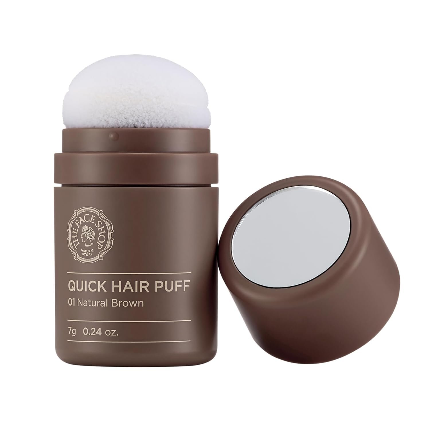 The Face Shop Quick Hair Puff – Natural Brown – Root Touch Up Hair Color, Hairline Powder Conceals Hair Loss, Hair Topper for Women & Men – Hair Fibers for Thinning Hair, Root Cover Up, Gray Concealer
