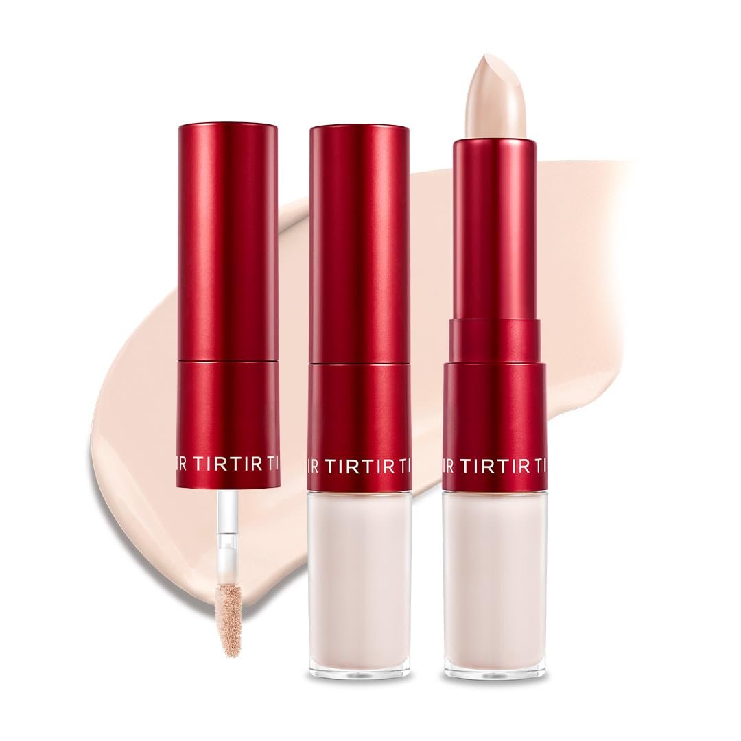 TIRTIR Glide&Hide Blurring Concealer – Creamy texture, Conceals dark circles and wrinkles, Dual formula (liquid tip & balm stick), Long-lasting wear, Korean Makeup, #0.5N, 0.28 Oz