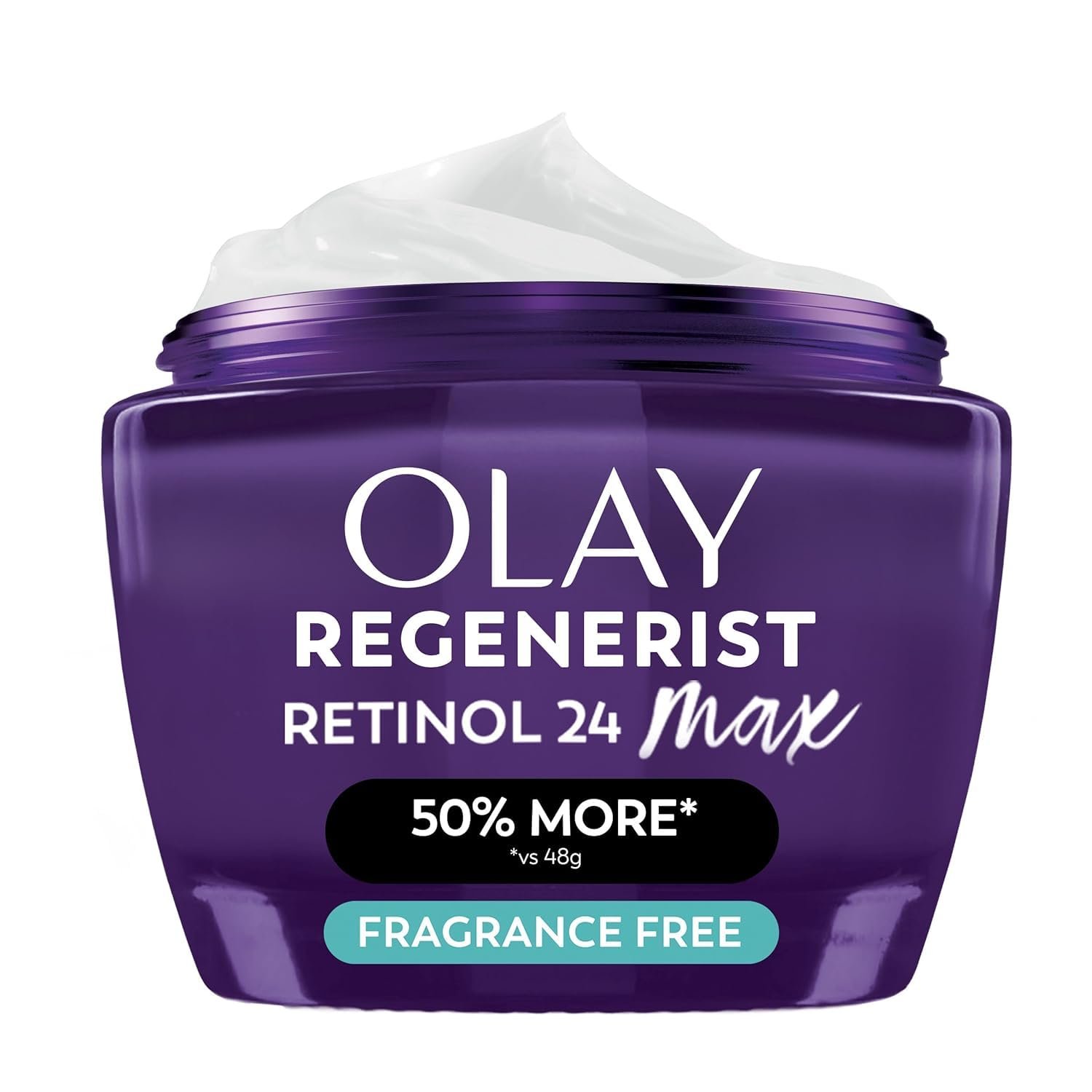 Olay Retinol Night Cream for Women, MAX, Anti-Aging Face Mousturizer, Fragrance-Free, Non Greasy – Anti-Wrinkle, Smooth Fine Lines, Hydrating Skin Care – Triple Collagen Cream, Niacinamide, 1.7oz