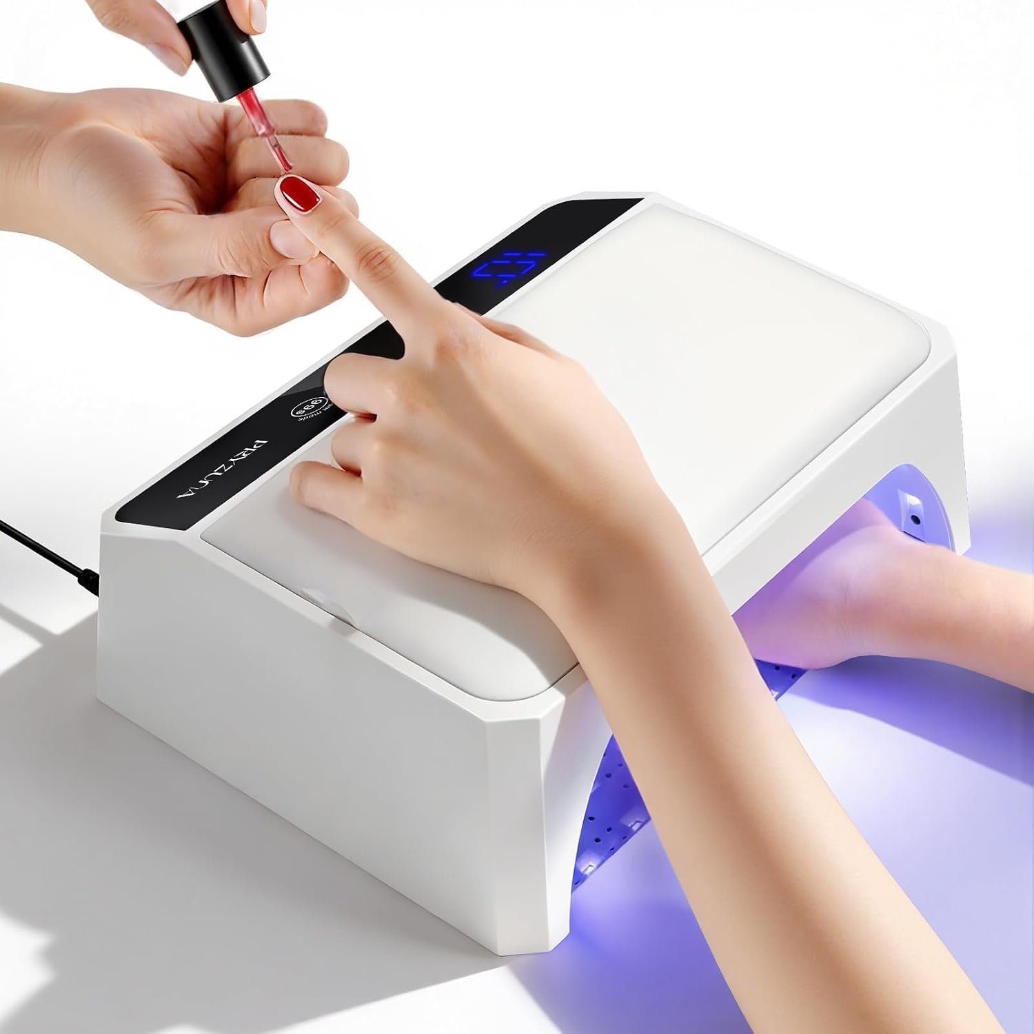 UV LED Nail Lamp, 120W UV Light for Gel Nails with 69 Beads, Fast Curing Professional Nail Dryer for Gel Polish, Two-Hand Design, Detachable Arm Rest & Base, 3 Timers for Fingernails & Toenails