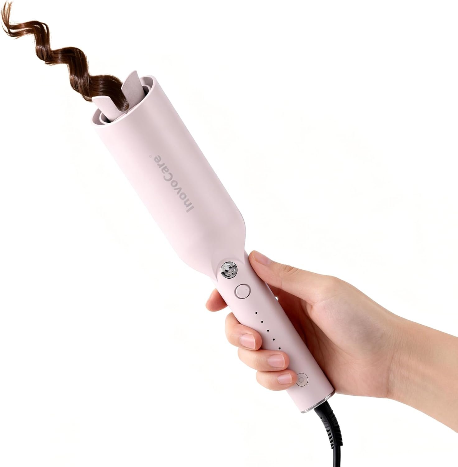 Upgraded Automatic Rotating Curling Iron – CurlPro Plus Long Barrel Curling Wand for Long Hair, Ceramic Hair Curler for Women, Anti-Scald, Tangle-Free, 600M Ionic, Dual Voltage (Rose Gold)