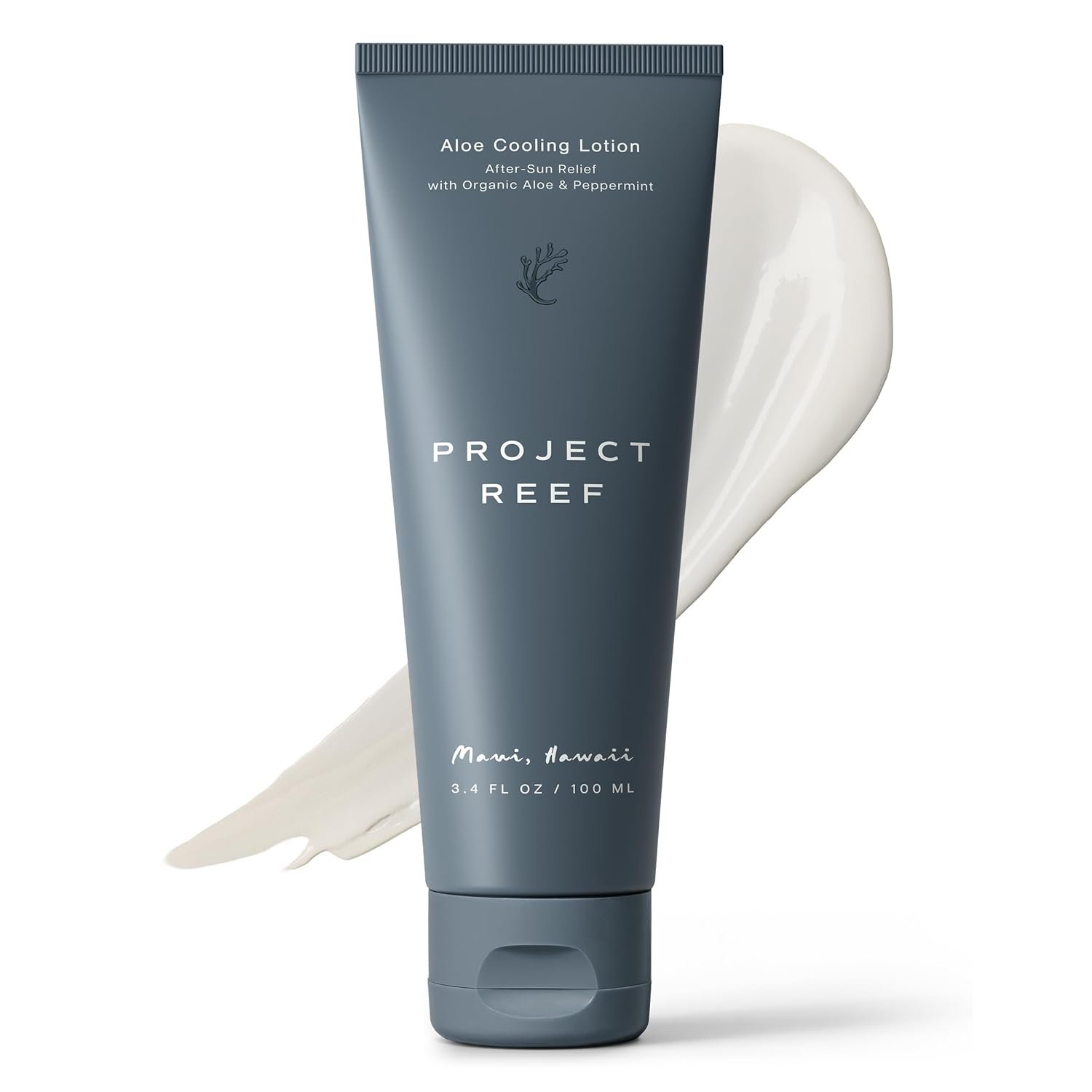 Project Reef After Sun Cooling Lotion with Organic Aloe Vera, Peppermint & Shea Butter – Moisturizing Vegan Lotion for Sunburn Relief & Daily Hydration, Natural Aftersun Care, 3.4 fl oz