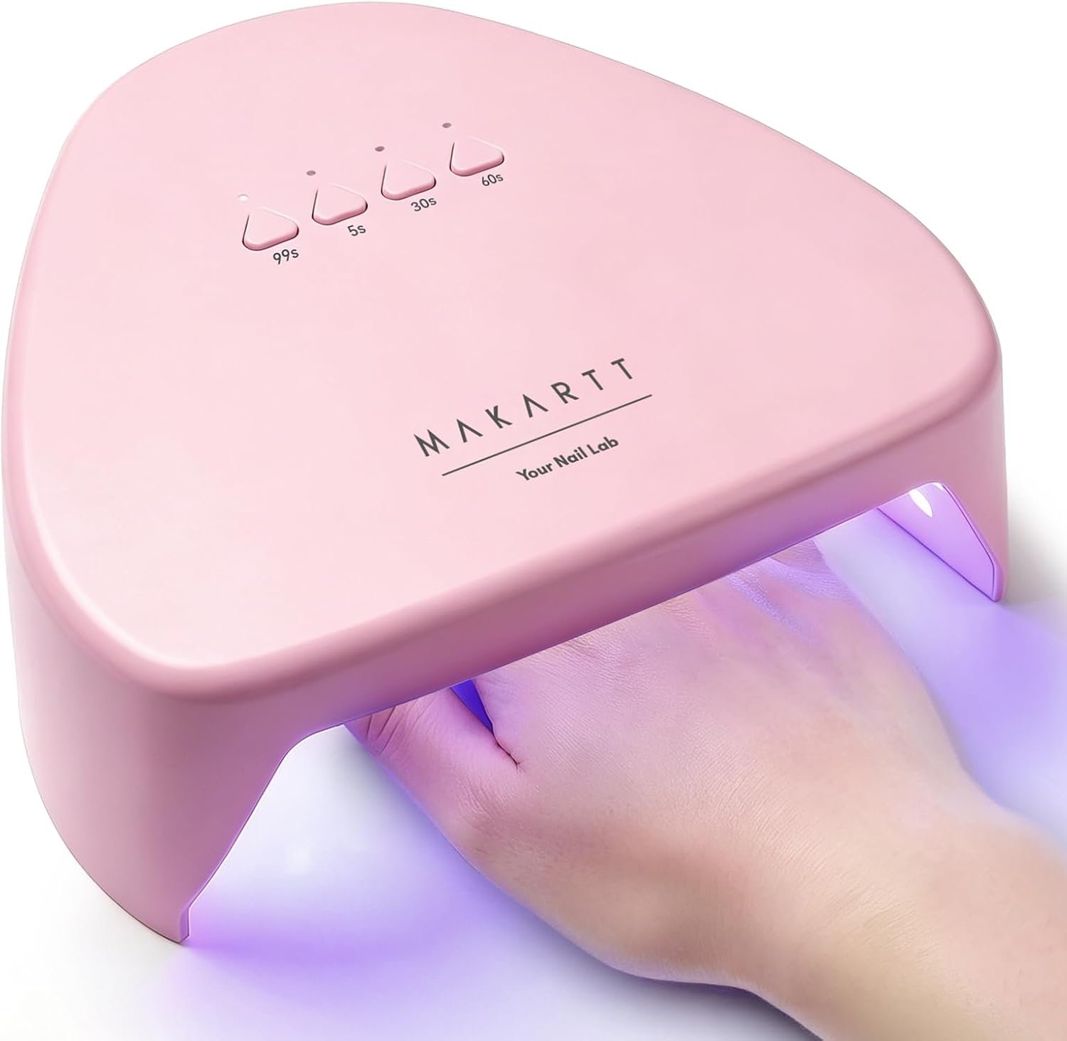 Makartt Compact Travel UV Nail Lamp for Gel Polish: Plug-in Nail Dryer with 5s Flash Cure, 99s Mode for Dark Thick Gels, Auto Sensor, 4 Timers & 18 LED Beads for Beginner Home DIY Gift (Pink)