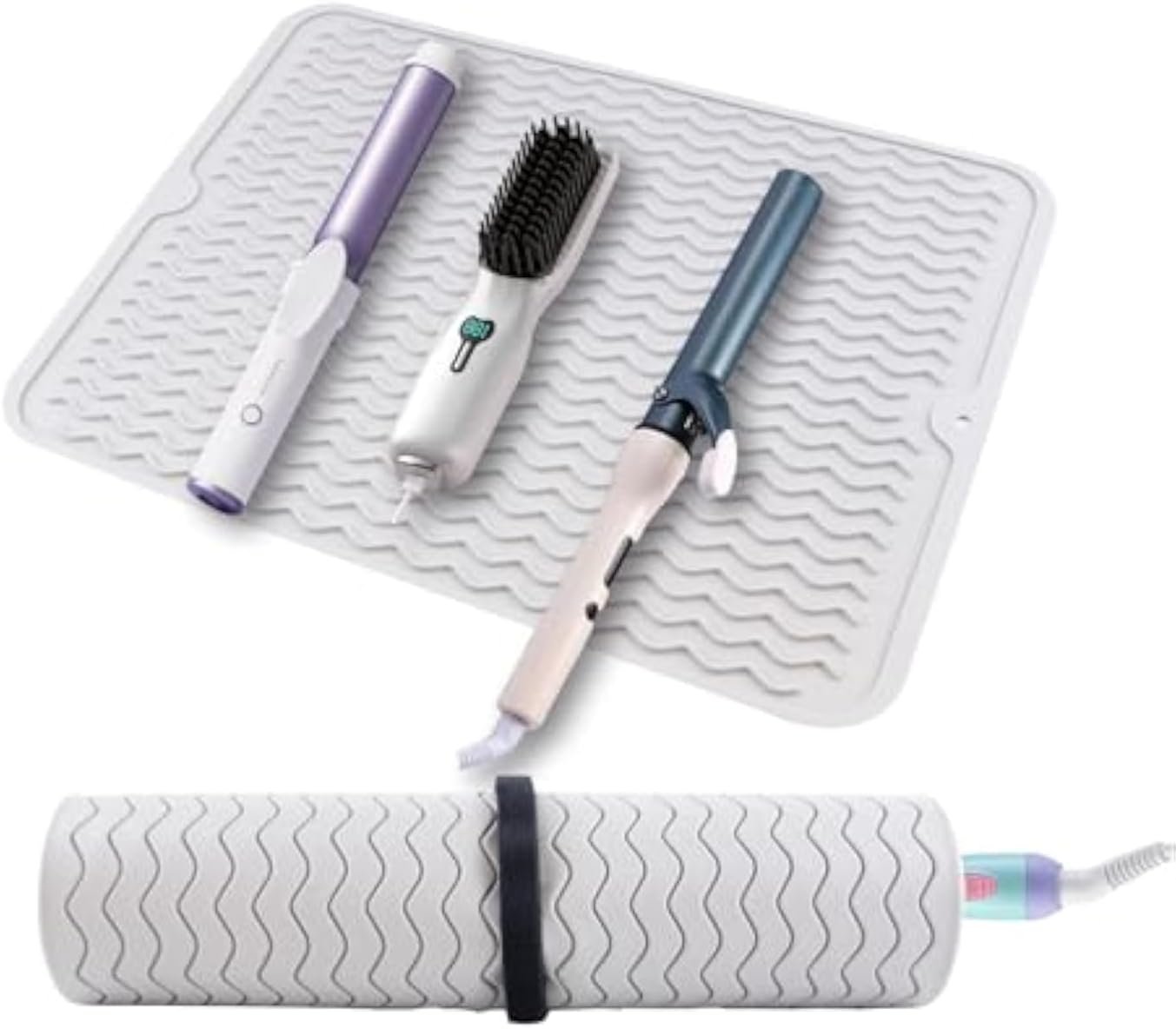 Oversize Silicone Heat Resistant Mat, Heat Mat with for Curling Iron, Travel Cover Cushion for Curling Irons, Hair Bands and Styling Tools(15.7″ X 11.8″) (Pink)