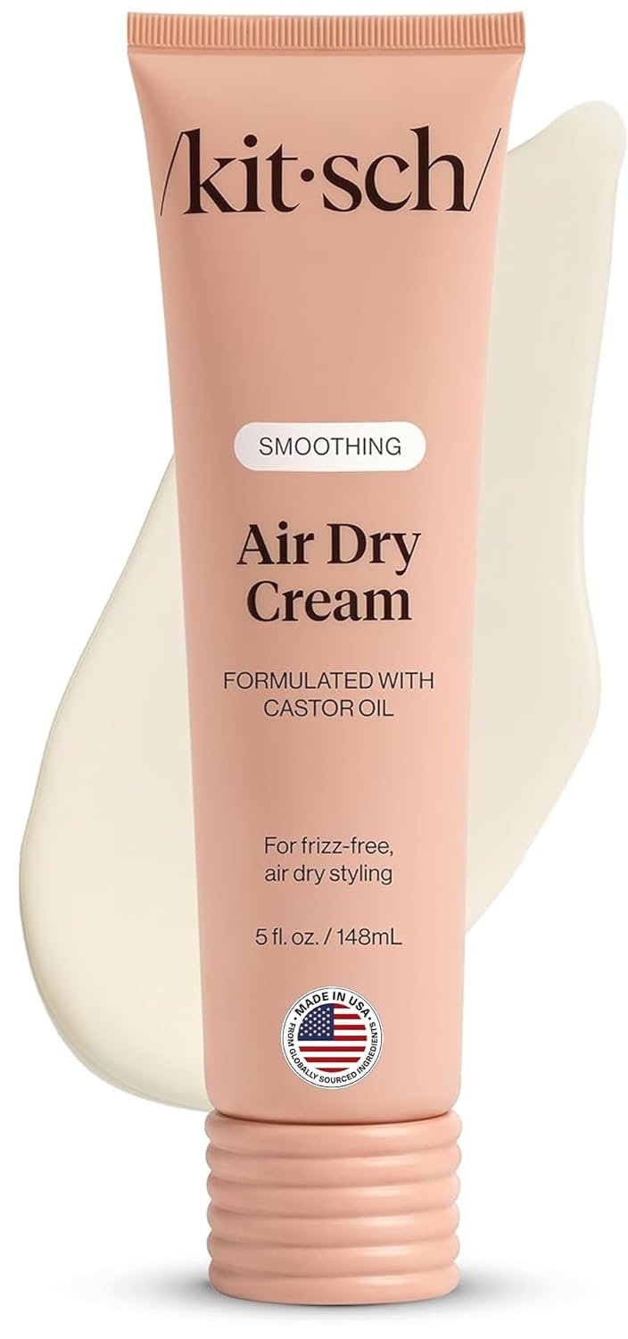 Kitsch Smoothing Air Dry Cream for Hair – Frizz Control Hair Care Product with Castor Oil & Coconut Oil – Weightless Styling Cream – Enhances Natural Texture Appearance | Ideal Gifts for Women – 5 oz