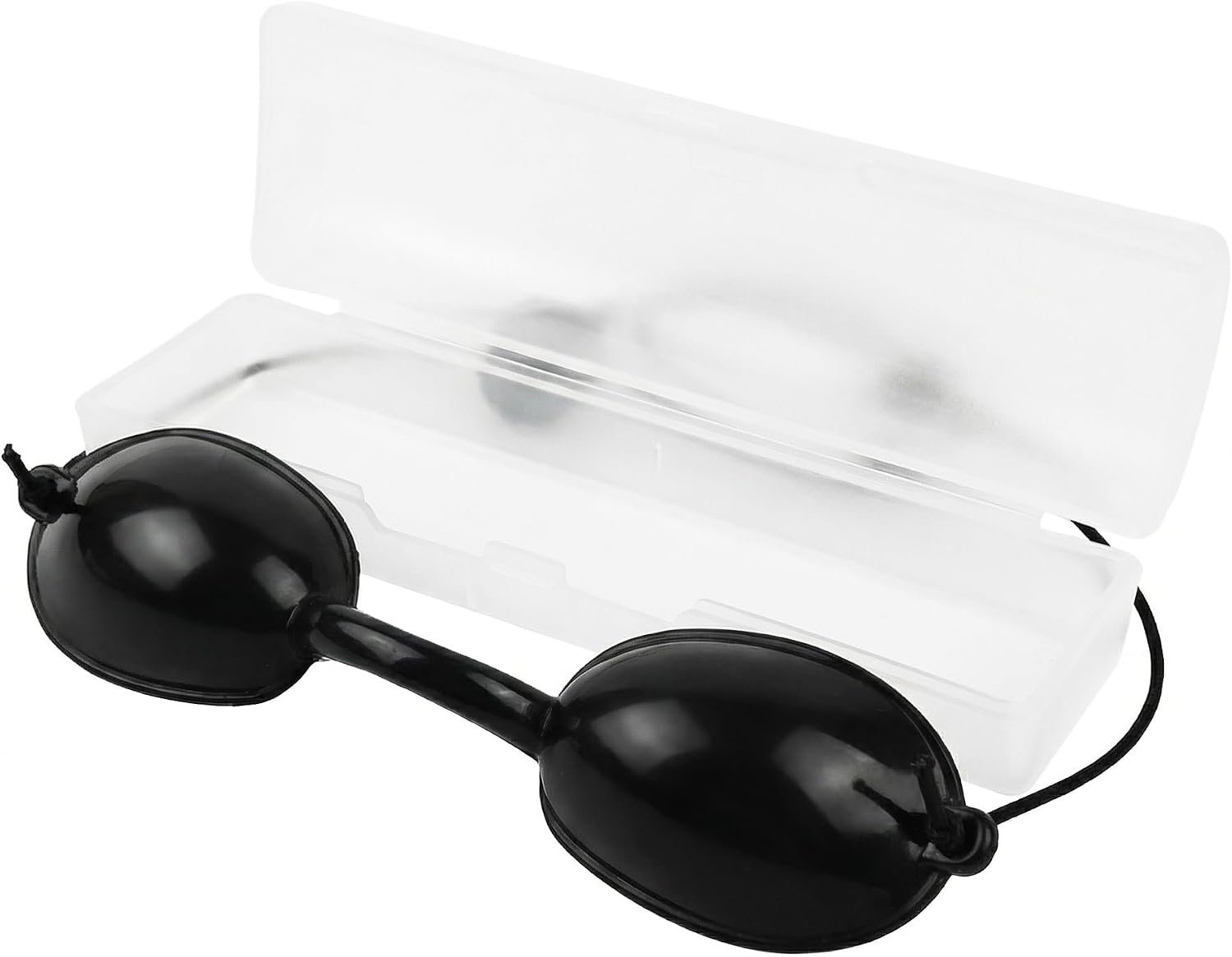 See – Through Safety Goggles, Half – Clear Tanning Goggles for Tanning Beds & Red Light Therapy Glasses. Lightweight Adjustable Red Light Therapy Eye Protection with Storage Box (1 Pack)