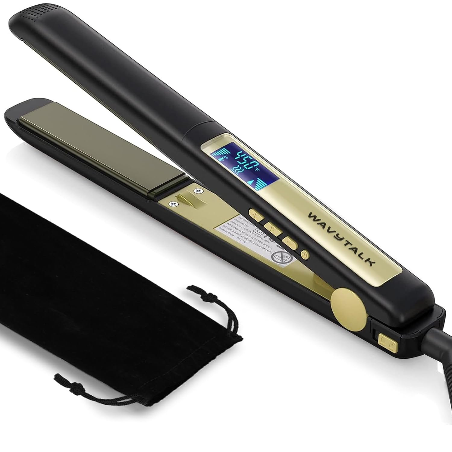 Wavytalk Hair Straightener, 100% Pure Titanium Flat Iron Hair Straightener Dual Voltage Creates Silky Hair Instantly, 1 Inch Flat Iron 170℉-450℉