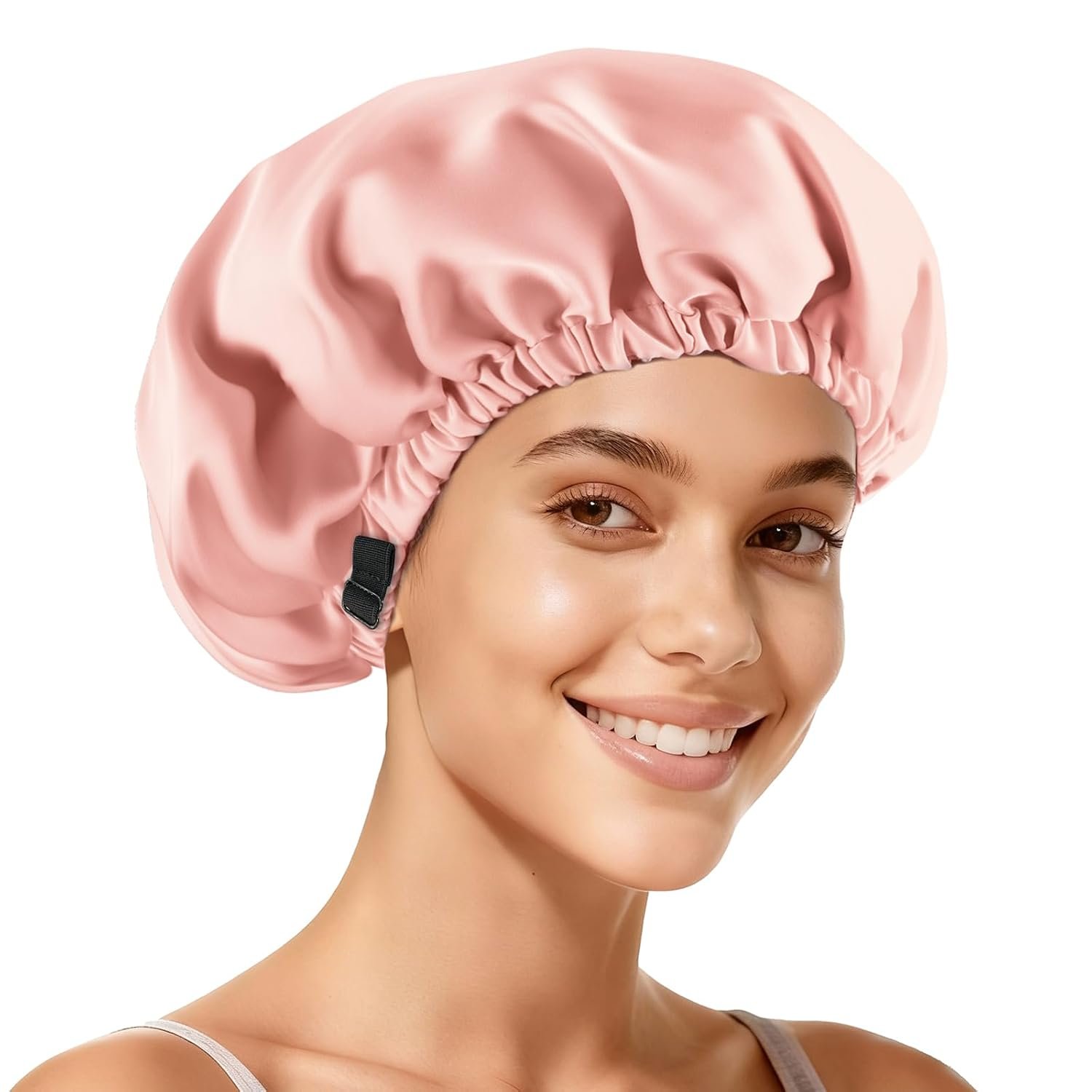 Adjustable Silk Satin Hair Bonnet, Moisturizing Night Cap for Curly Natural Hair