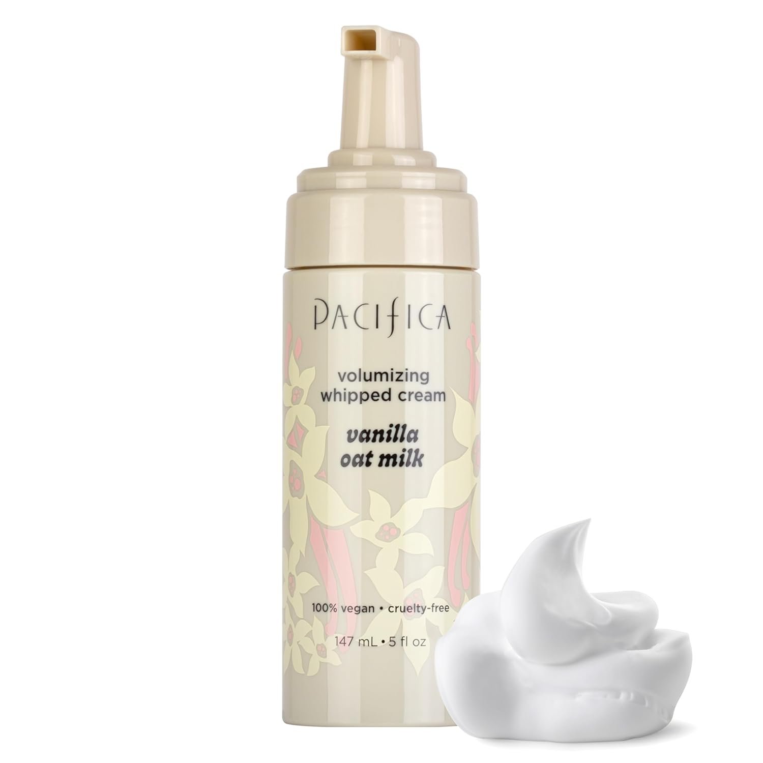 Pacifica Hair Mousse – Vanilla Oat Milk – Light Hold for Soft Volume & Hydration with Touchable Hold, Delightful Vanilla Scent, Vegan & Cruelty-Free, 5 fl oz