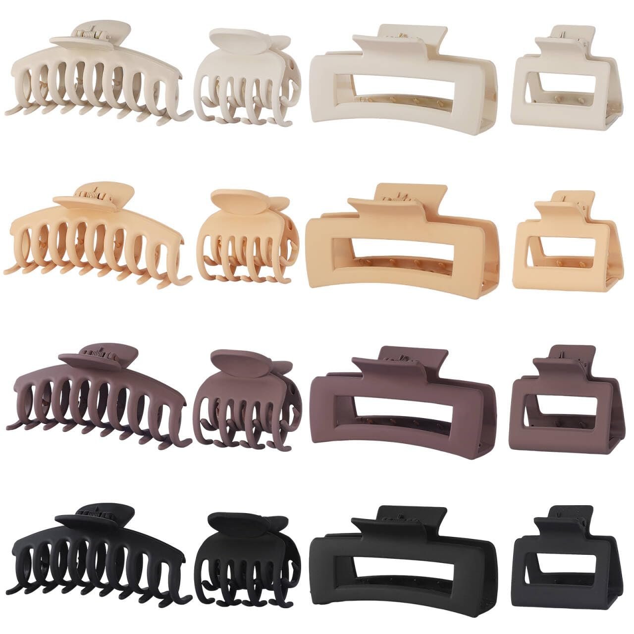 NEW LIVE Hair Clip 16 Count for Women – Hair Claws for Thin Thick Curly Hair – Large and Small Matte Banana Clips – Strong Hold Nonslip Hair Claws – Various Sizes and Styles