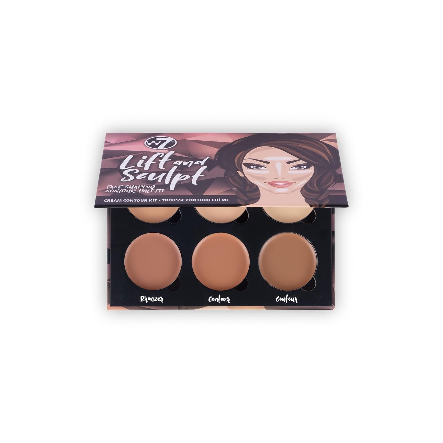 W7 Lift & Sculpt Cream Contour Kit – Concealing, Highlighting & Contouring Makeup Palette – Step-by-Step Instructions Included