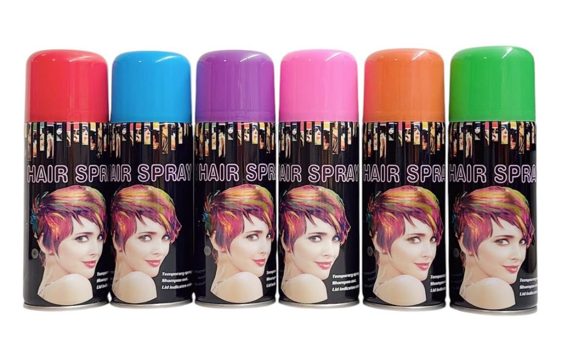 Temporary Hair Color Spray Birthday Party,New Year Party,Celebration 3OZ- Case (6 Cans) – 6 Colors