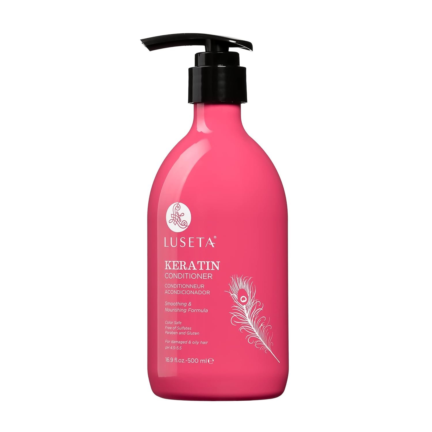 LUSETA Keratin Conditioner for Damaged Hair – Sulfate Free Conditioner for Frizz Control, Split End Repair, Strengthening Weak Brittle Hair for Dry Damaged Hair Men Women – 16.9 fl oz