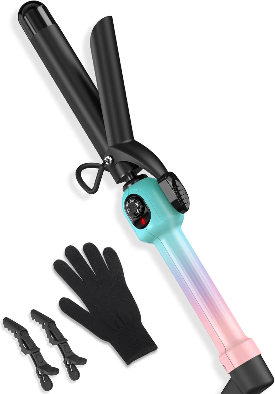 1 Inch Ceramic Curling Iron for Short Hair & Medium Hair, Hair Curler with Temp Dial 280-450°F for Defined Curls, Dual Voltage, Gradient Color
