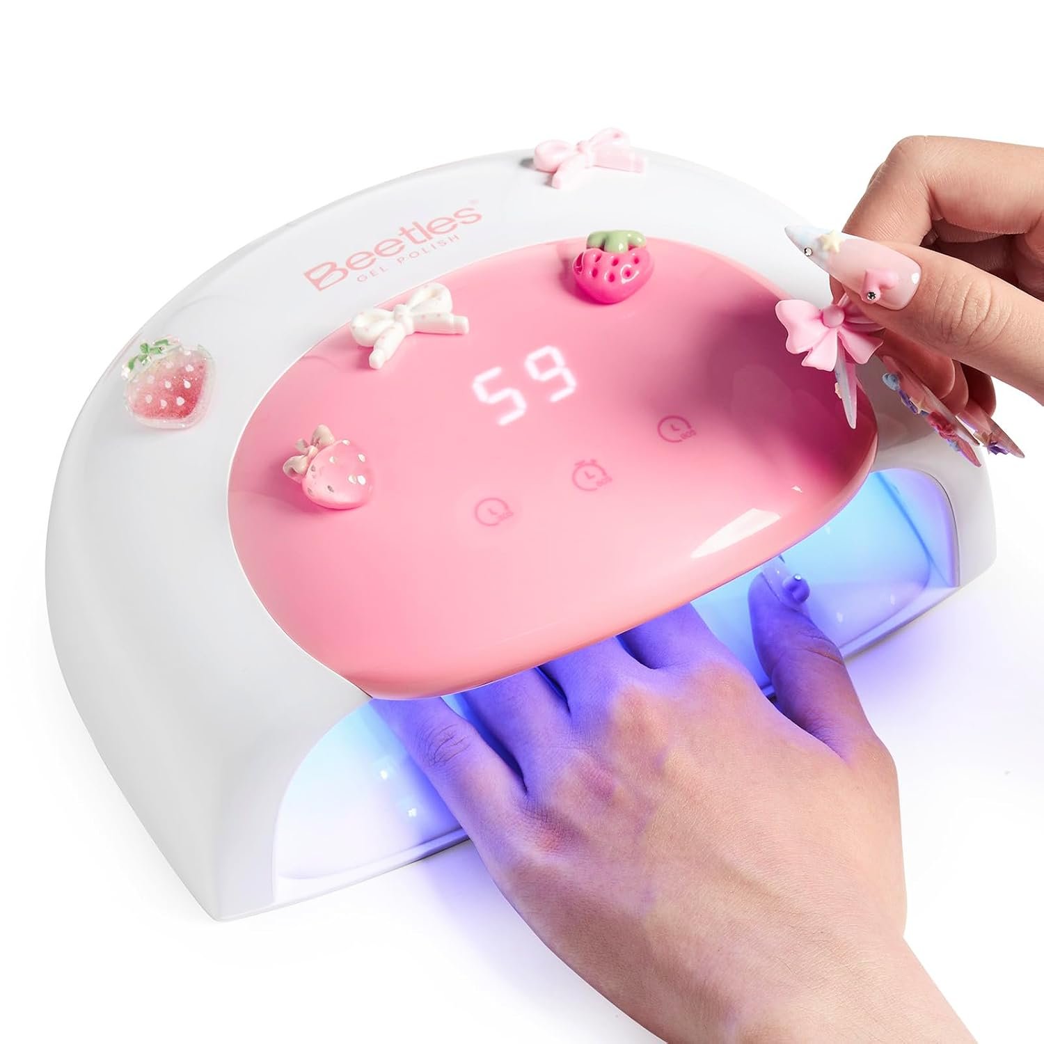 Beetles UV Nail Lamp, Candy White Gel Nail Light with 3 Timer 30/60/90s and Countdown Display LED Nails Lamps for Gel Polish Smart Sensor Larger Space Nails Dryer Flash Cure DIY Tools Gifts for Women