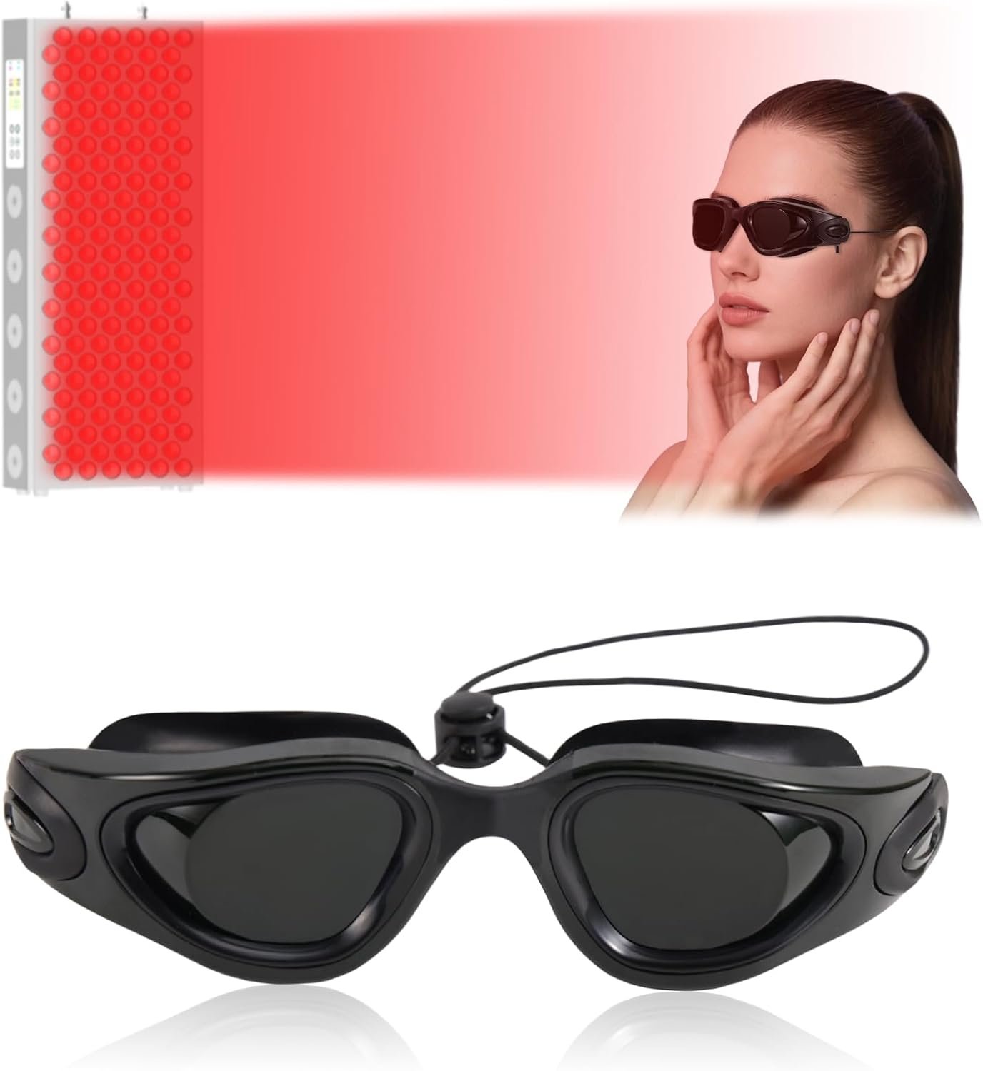 Protective Goggles for Tanning, Sun Tanning Bed Goggles Protective Eyewear Eye Protection for LED Light Home Beauty Sunbathing Use Include Case and Glasses Cloth (Black)