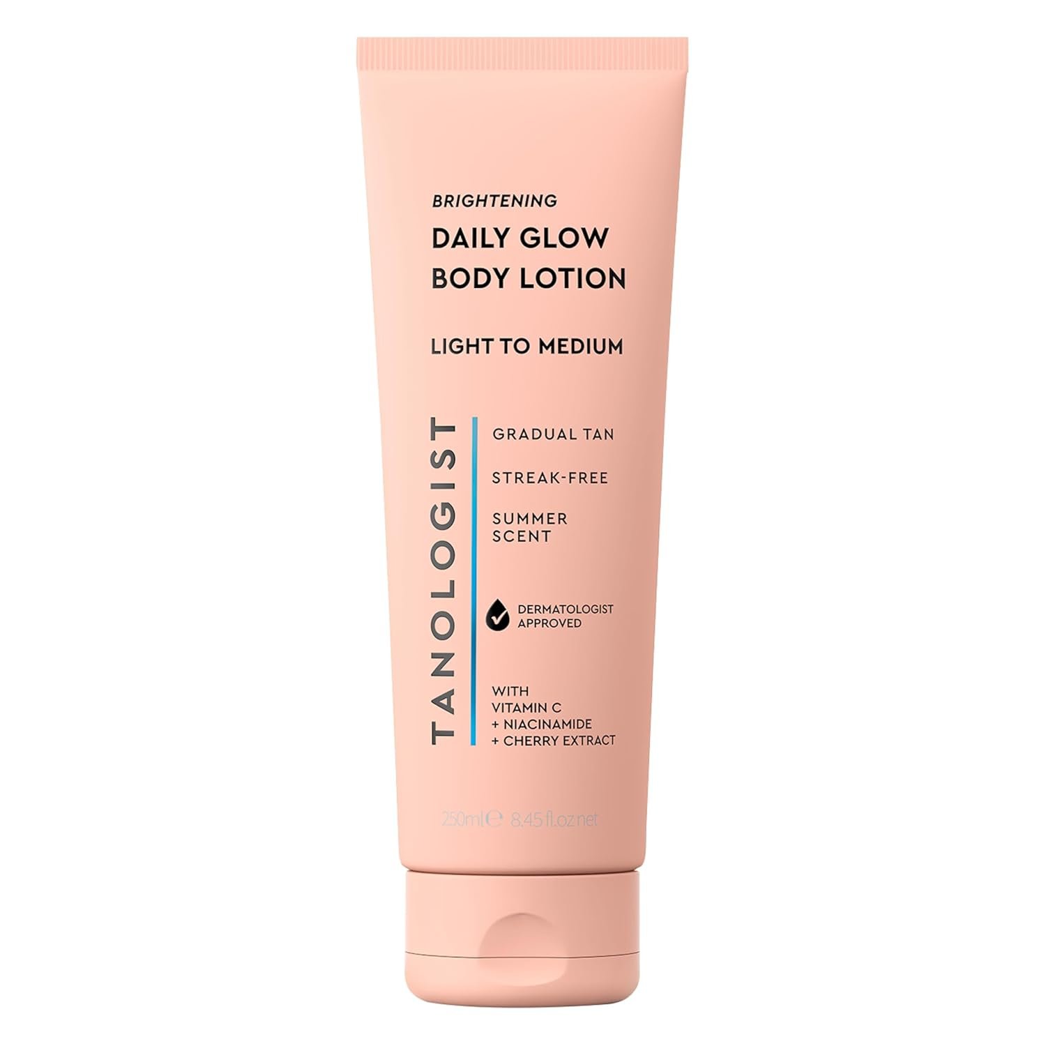 Tanologist Brightening Daily Glow Body Lotion, Light/Medium, Gradual Tanning Lotion, No Fake Tan Smell, Streak-Free, Vegan, 8.45 Fl Oz
