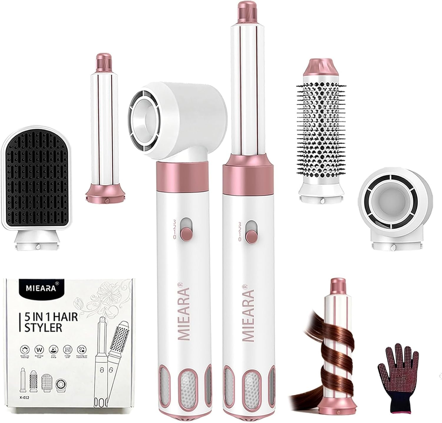 Blow Dryer Brush, 5 in 1 Hair Dryer Brush Air Styler Wrap, High-Speed Hot Air Brush Hair Styler 5 in 1 Blowout Brush Air Curler Hair Styling Hair Brush Set for Drying Curling Styling