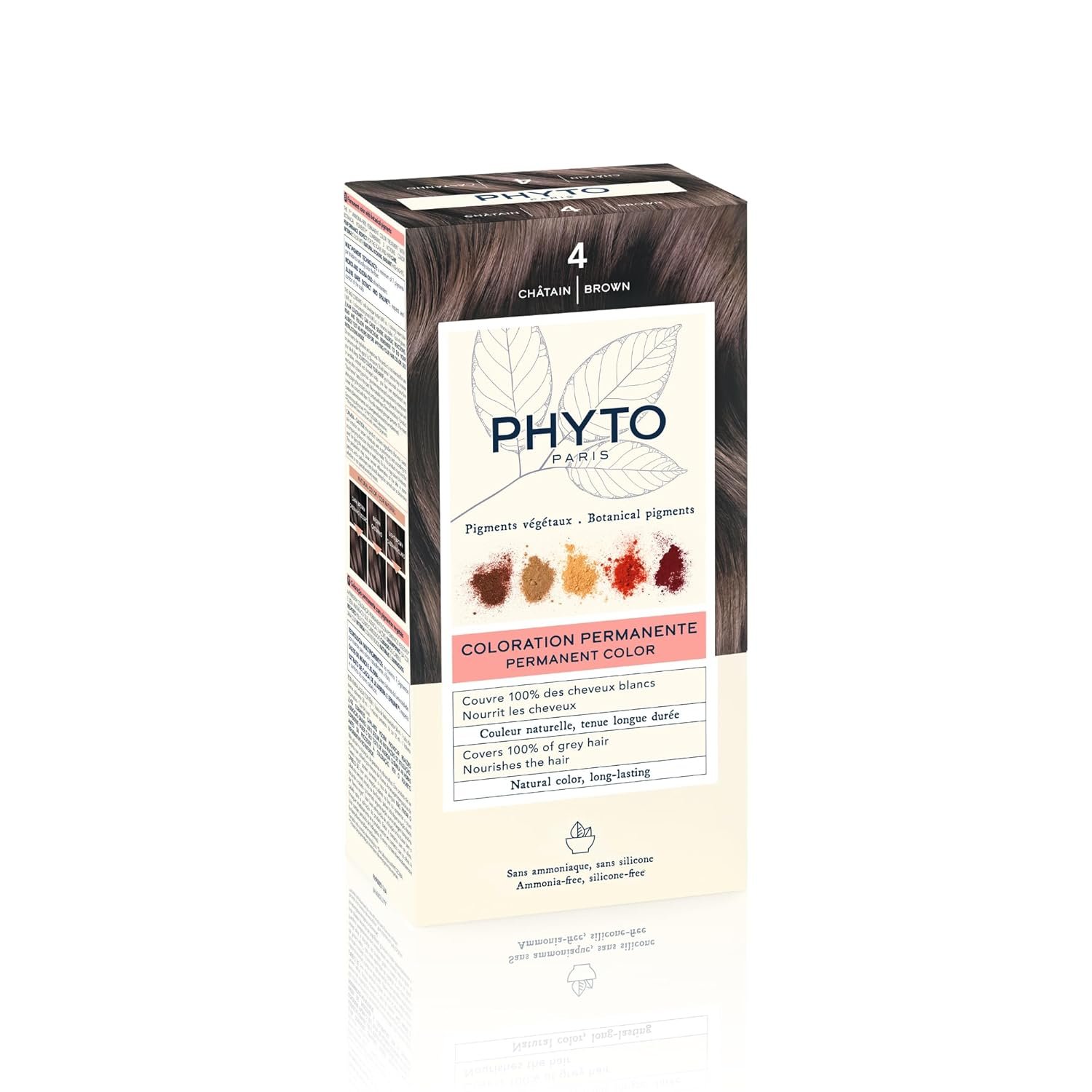 PHYTO Phytocolor Permanent Hair Color with Botanical Pigments, 100% Grey Hair Coverage, Ammonia-free, PPD-free, Resorcin-free, 0.42 oz