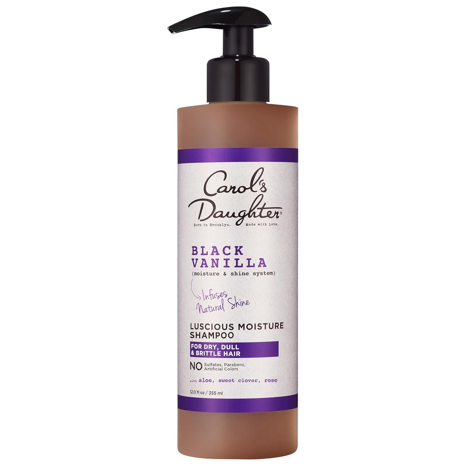 Carol’s Daughter Black Vanilla Moisture Sulfate Free Shampoo for Curly, Wavy or Natural Hair, Moisturizing Hair Care for Dry, Damaged Hair, 12 Fl Oz