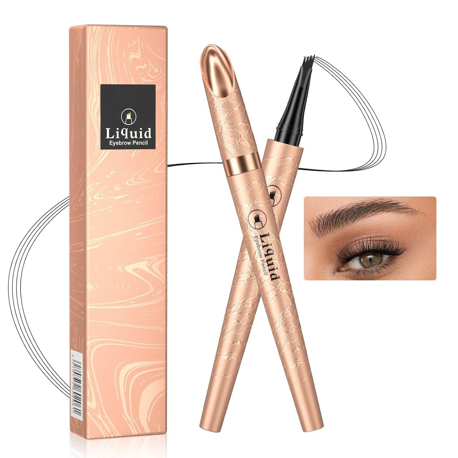 Eyebrow Pencil – 4 Point Lift & Snatch Liquid Eyebrow Microblading Pen, Long-Lasting Waterproof & Smudge-proof Brow Pen for Natural Eyebrow Color, Makeup Eyebrow Pencils for Women (Light Brown)