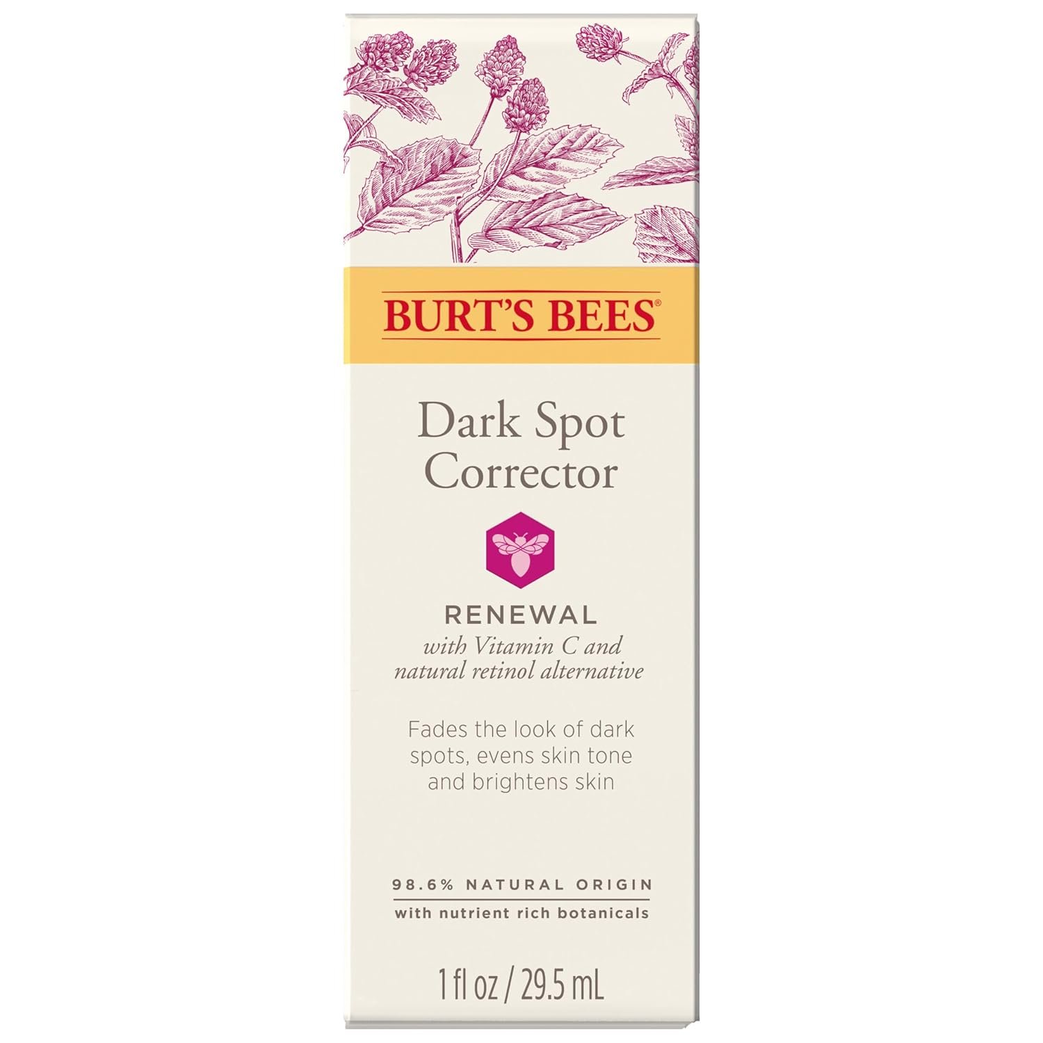 Burt’s Bees Renewal Dark Spot Corrector With Natural Retinol Alternative and Vitamin C, Reduces Appearance of Dark Spots and Uneven Skin Tone, 98.6 Percent Natural Origin Skin Care, 1 fl. oz. Bottle