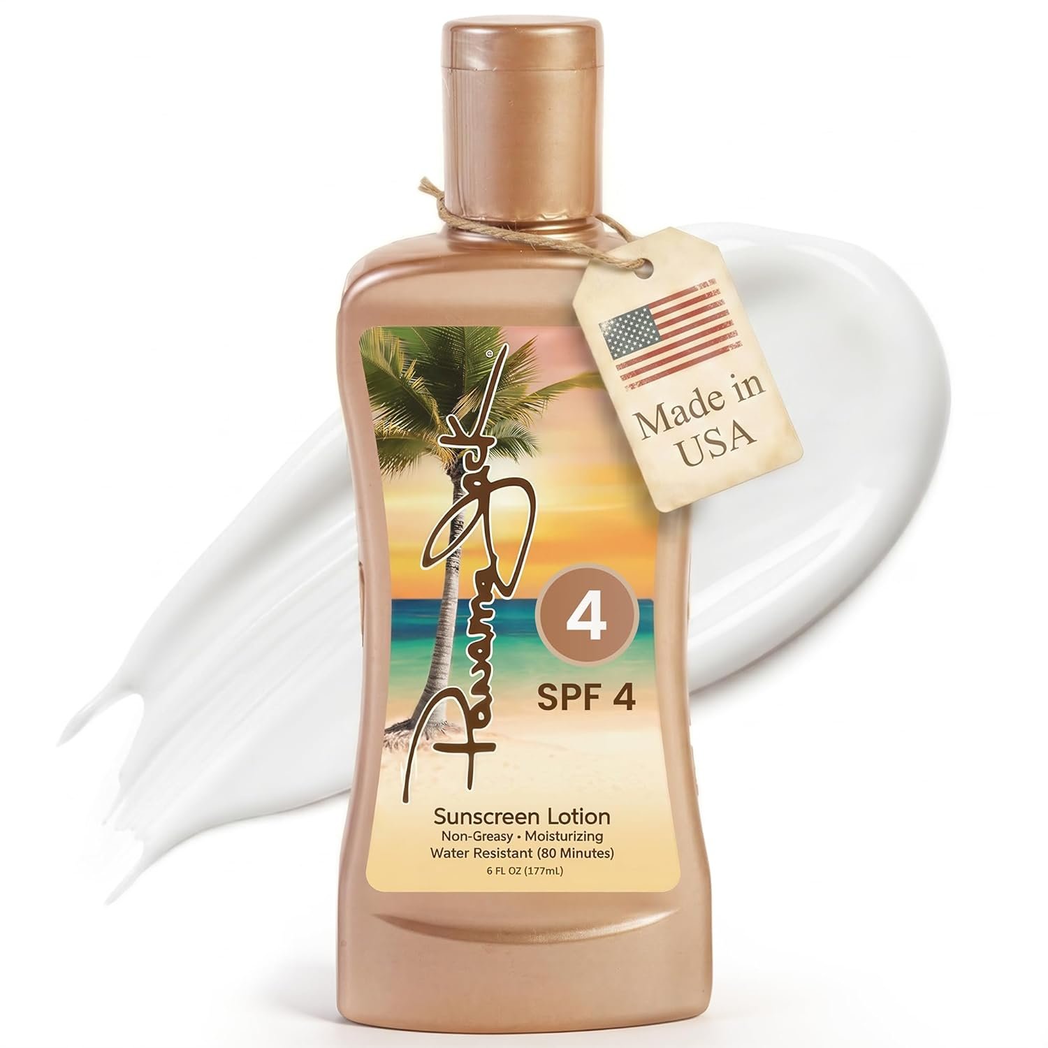 Panama Jack Sunscreen Tanning Lotion – SPF 4, PABA, Paraben, Gluten & Cruelty Free, Antioxidant Moisturizing Formula, 6 FL OZ (Pack of 1)