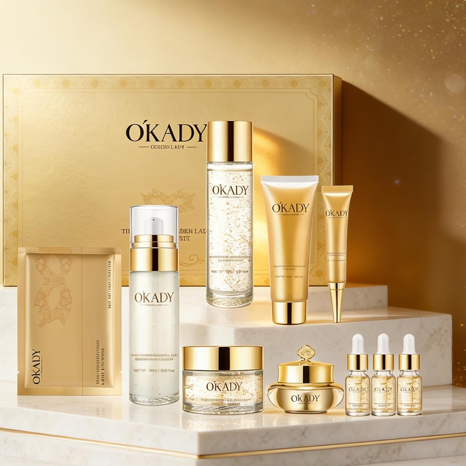 10-Piece Complete Skin Care Set for Women-Hydrating Facial Kit with Cleanser, Toner, 3x Serums, Revitalizing Water, Eye Cream, Face Cream, Primer & Eye Masks – Professional Daily Routine Gift Set