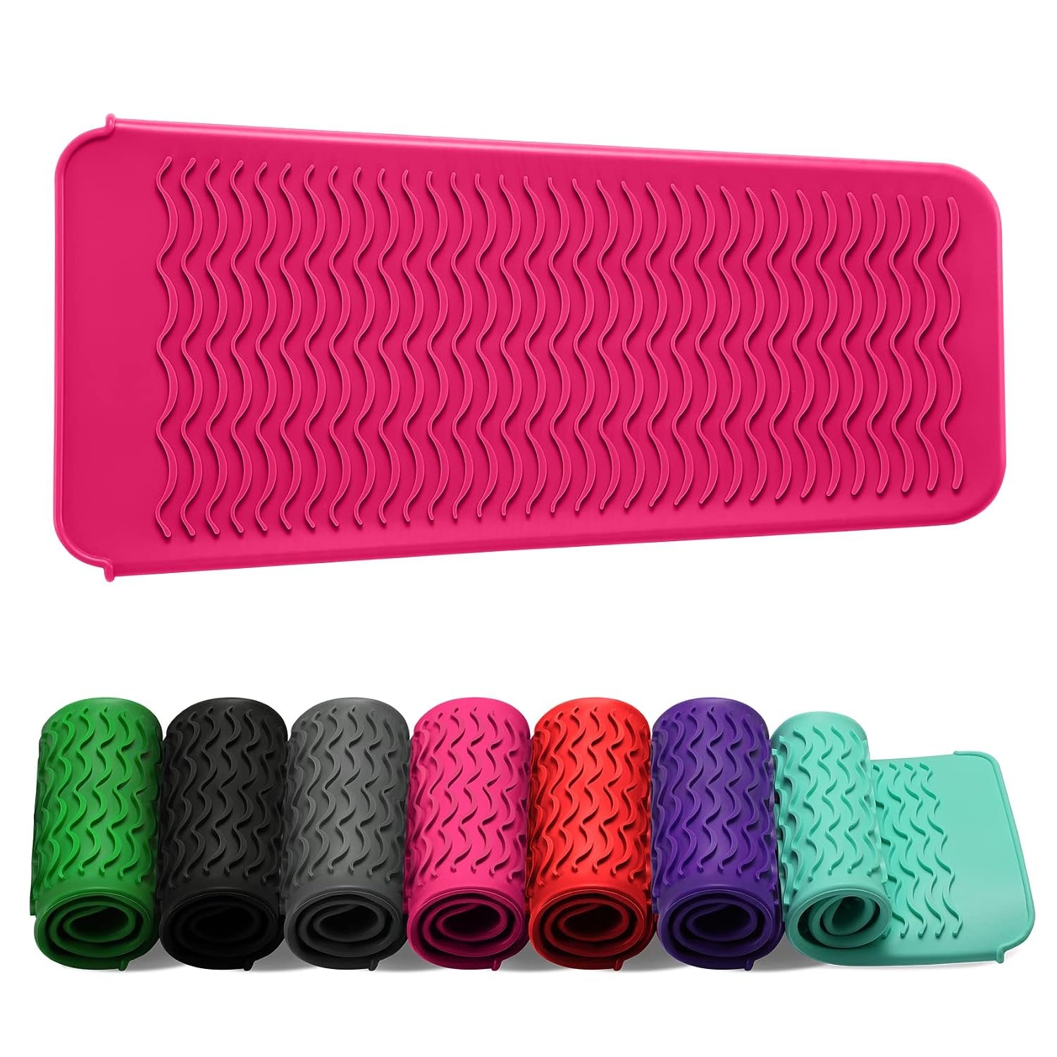 ZAXOP Heat Resistant Silicone Mat Pouch for Curling Irons & Flat Irons, 2-in-1 Travel Case & Cooling Pad for Hot Tools, Anti-Slip Countertop Protector, Pack Instantly Without Waiting to Cool(Hotpink)