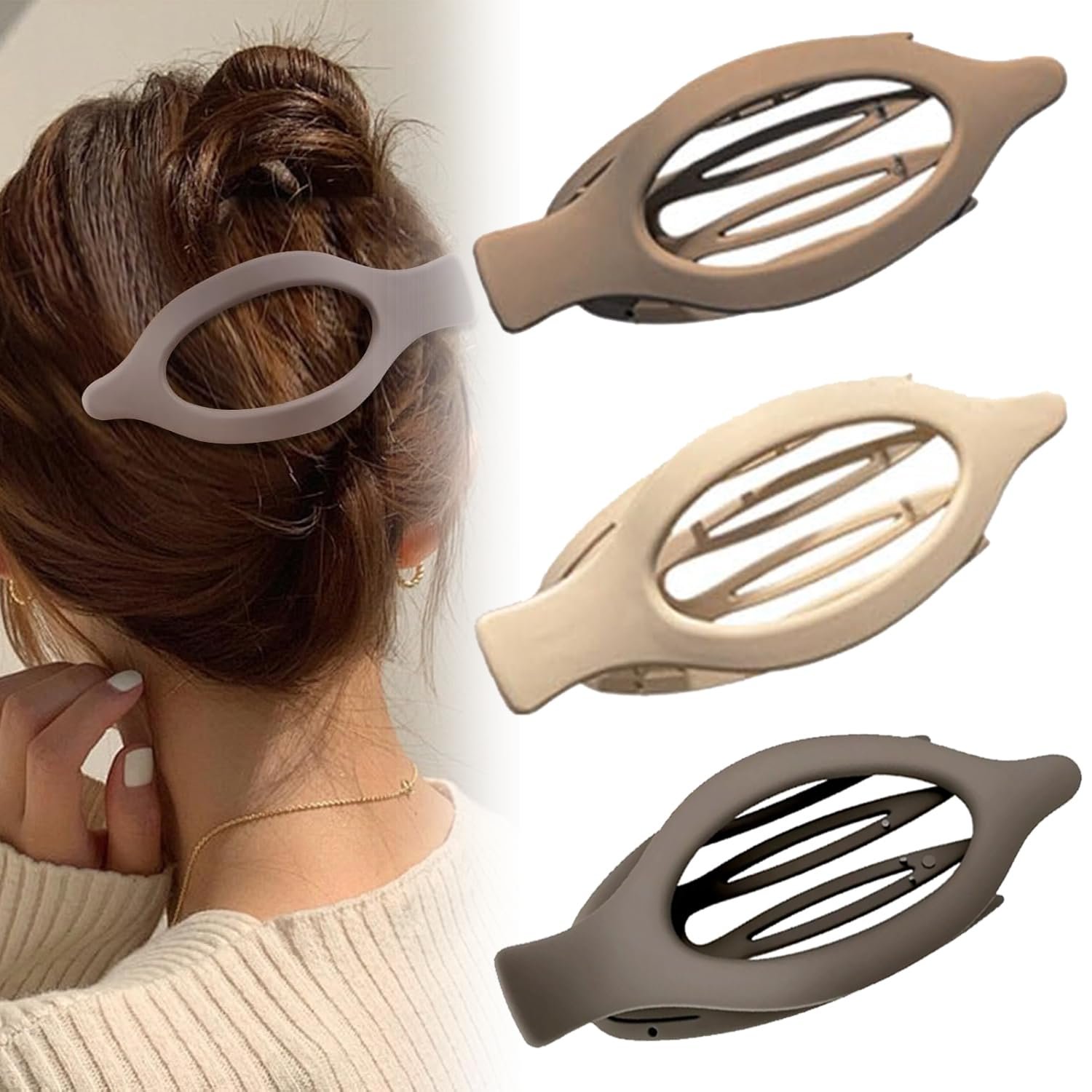 Flat Hair Clips for Women, Flat Claw Clips & Duckbill Hair Clips for Thick or Thin Hair, No-Slip Grip Hair Styling Accessories for Daily Use (Multicolor-C)