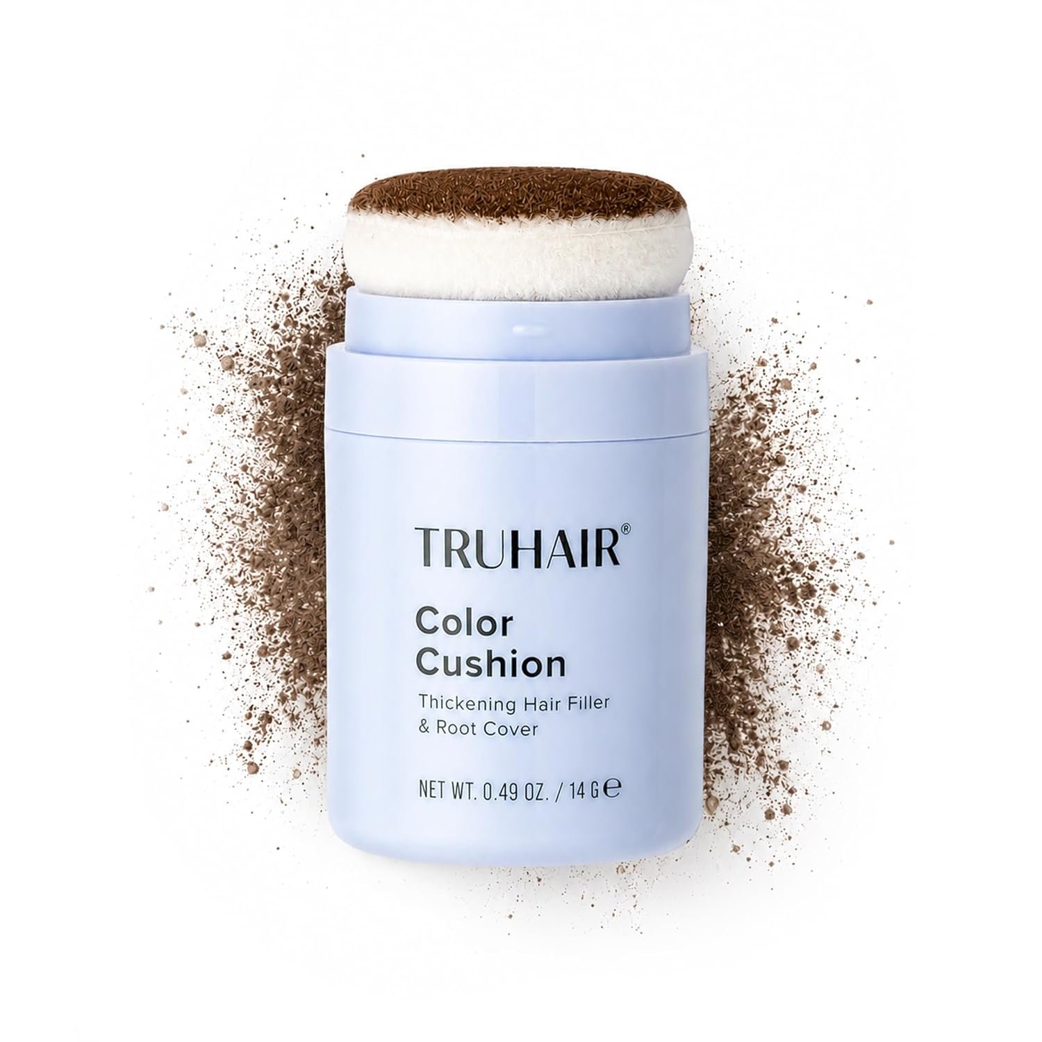 TRUHAIR Color Cushion Thickening Hair Filler & Root Cover Up Powder – Oil Absorbing Hair Fibers for Thinning Hair – Instant Volume, Gray Coverage, Root Touch Up Powder for Women & Men (Dark Brown)