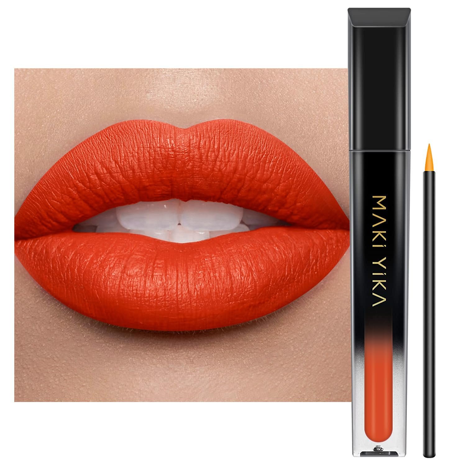 MAKI YIKA Orange Lipstick for Women Color Stay Long Lasting Lipsticks No Smudge Matte Liquid Lipstick Transferproof Cruelty-Free Lip Color, Orange