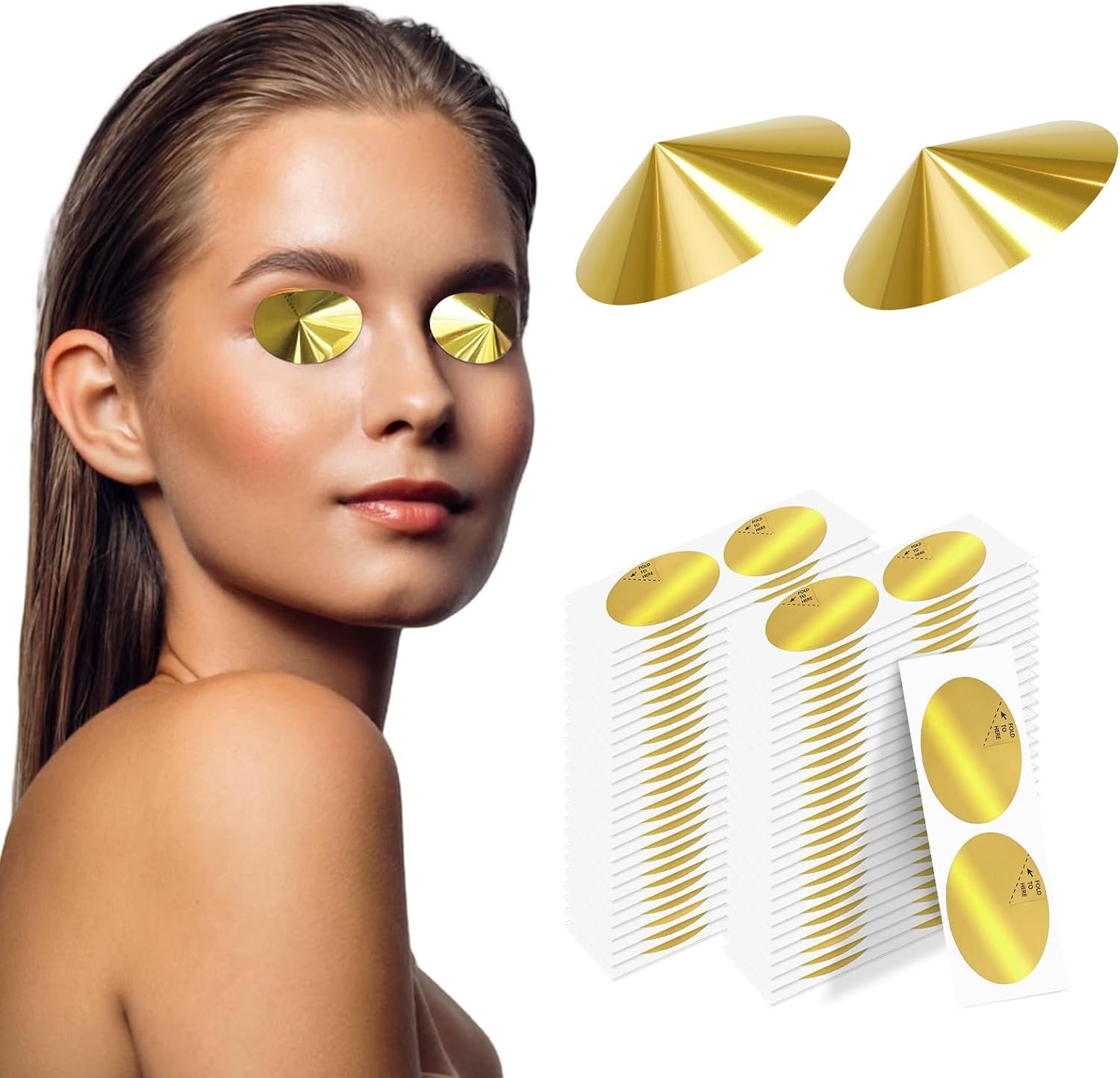 Tanning Bed Eye Protection – Eye Stickers for Tanning, UVA/UVB Protection, 100% See-Through, Strap-Free – Golden 50-Pair