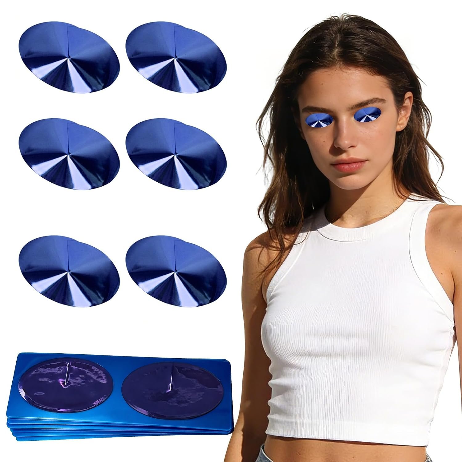 Tanning Eye Protection – Crystal-Clear Disposable Cones for Tanning Beds (50 Pair Pack) Dark Blue