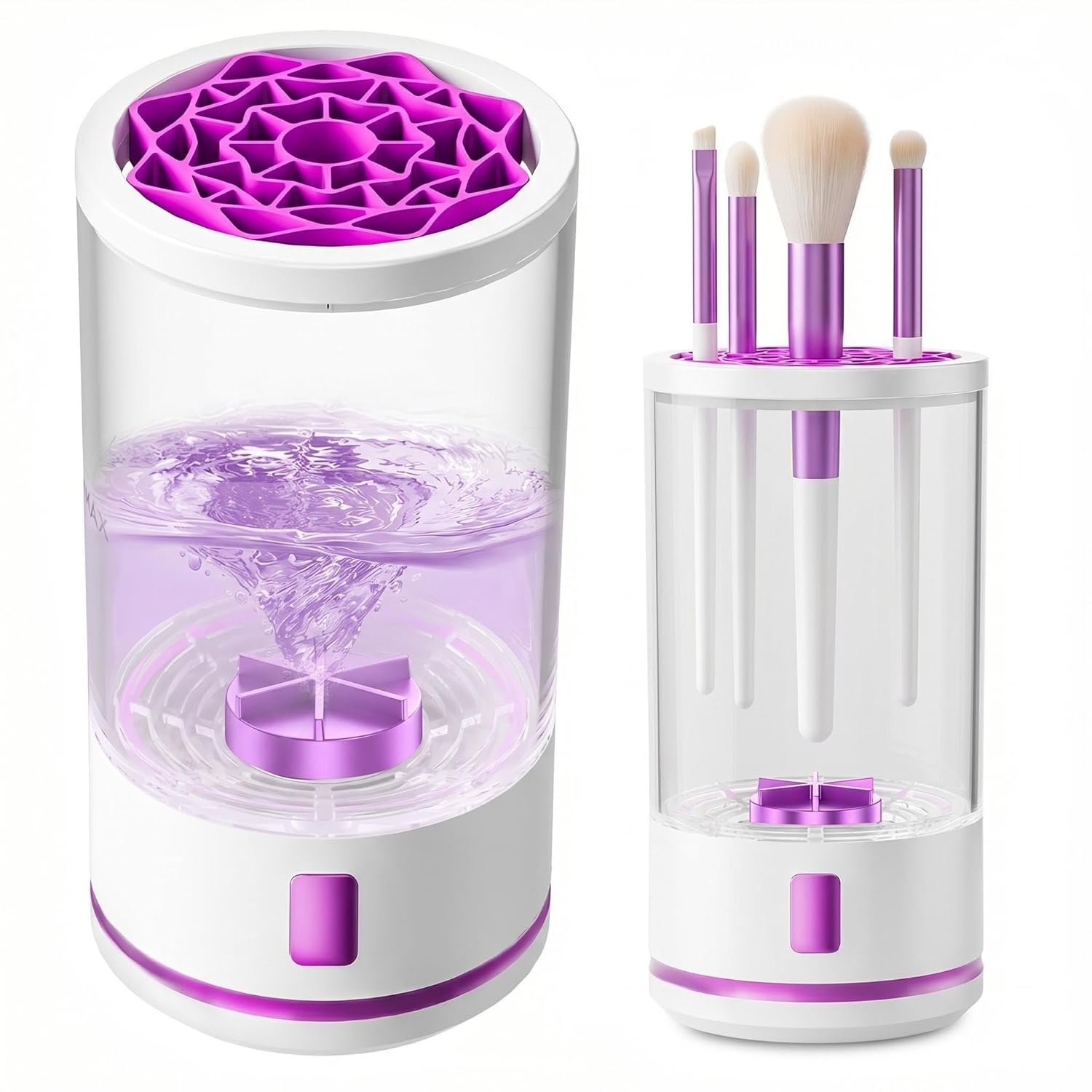 Electric Makeup Brush Cleaner Machine, Professional 7000 RPM Automatic Spinner with 1200mAh Rechargeable Battery, Type-C Fast Charging & 5-Min Auto-Shutoff, Fits All Sizes Cosmetic Brushes, White