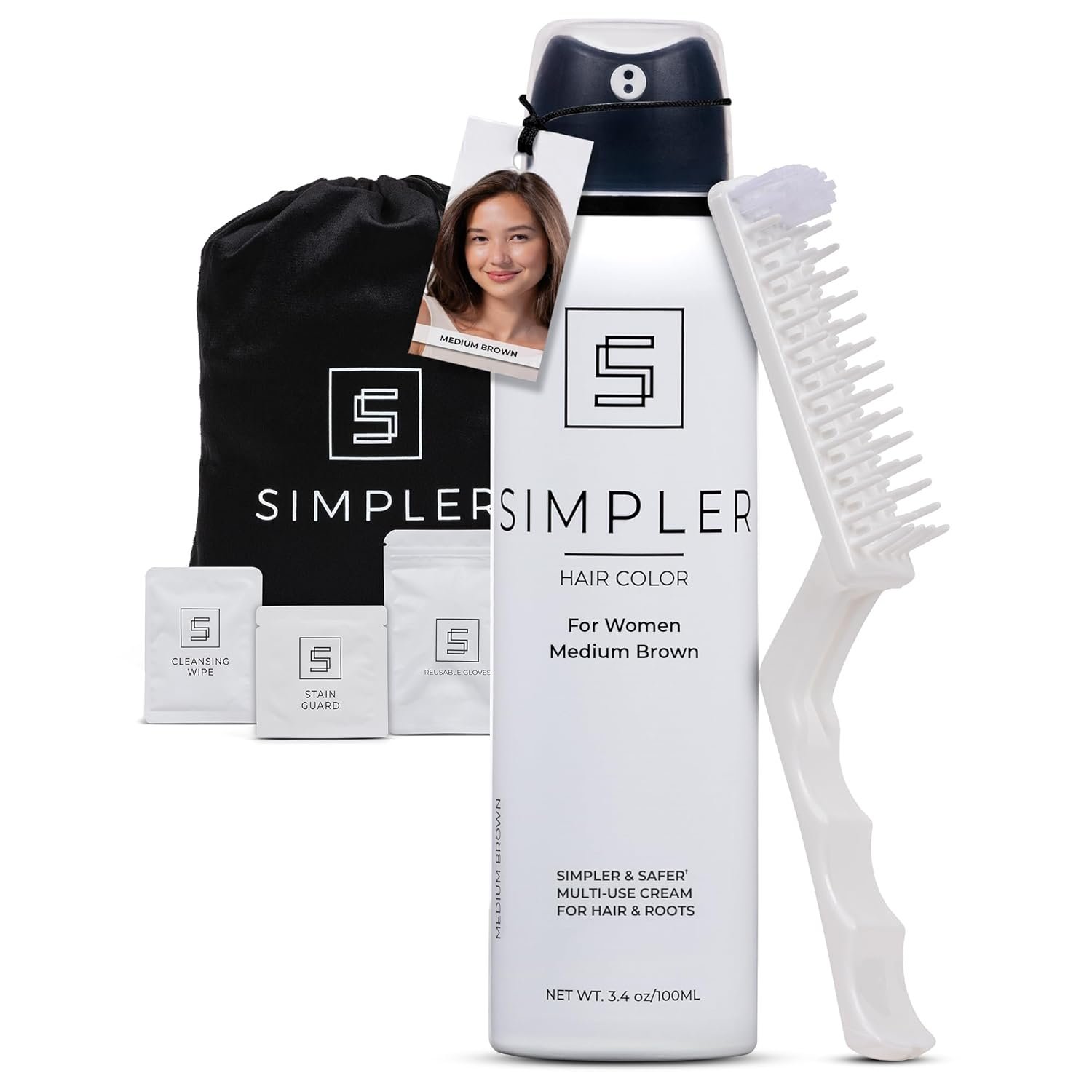 Simpler Hair Color for Women Permanent Ammonia Free Hair Dye for Gray Coverage – Natural Looking Hair Color for Sensitive Scalp – Long Lasting Medium Brown Hair Dye