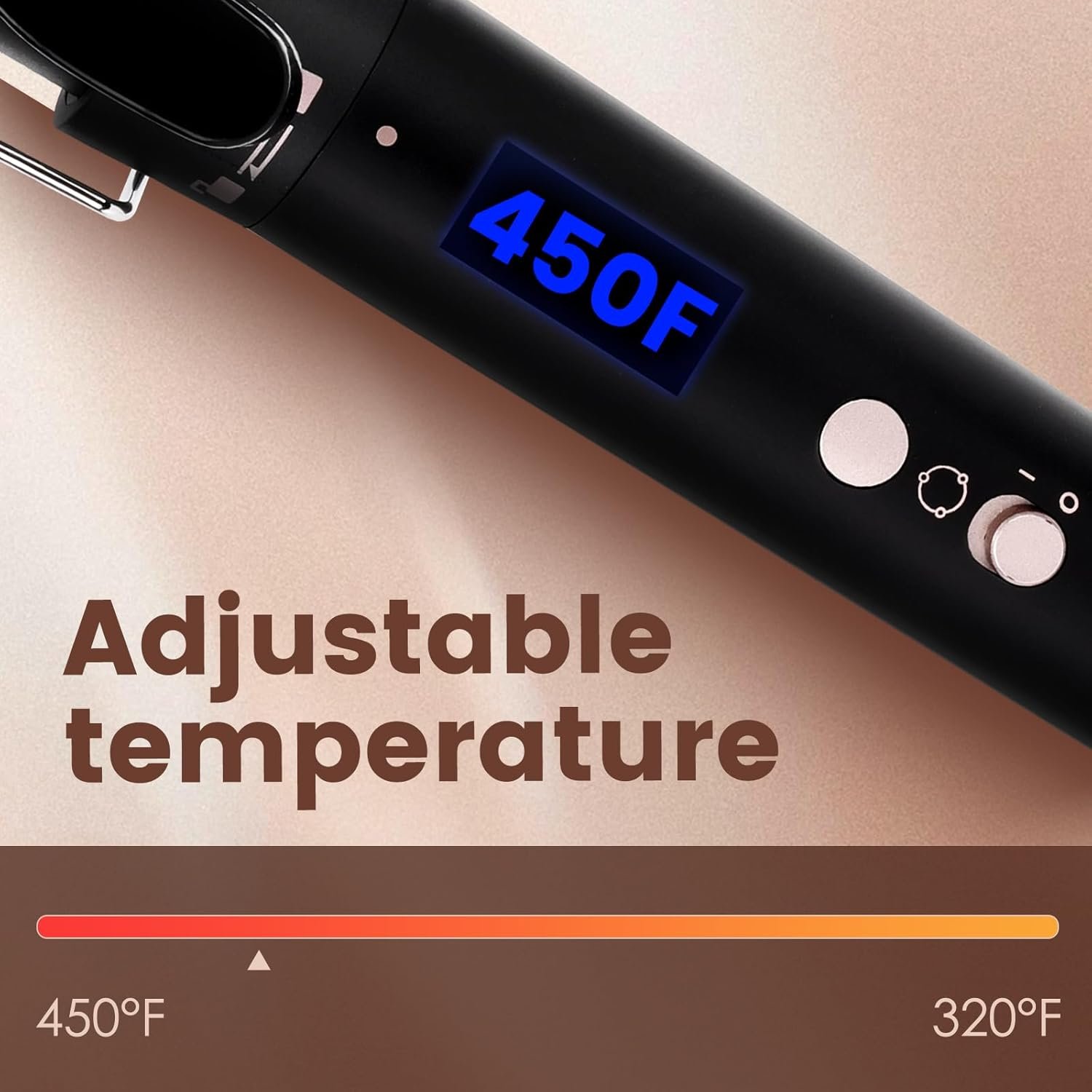 Bo’laiya 5 in 1 Curling Wand Set with Temperature Display, Curling Iron Set with 5 Interchangeable Ceramic Curling Wands, Instant Heat Up, Suitable for All Hair Types (Rose Gold)