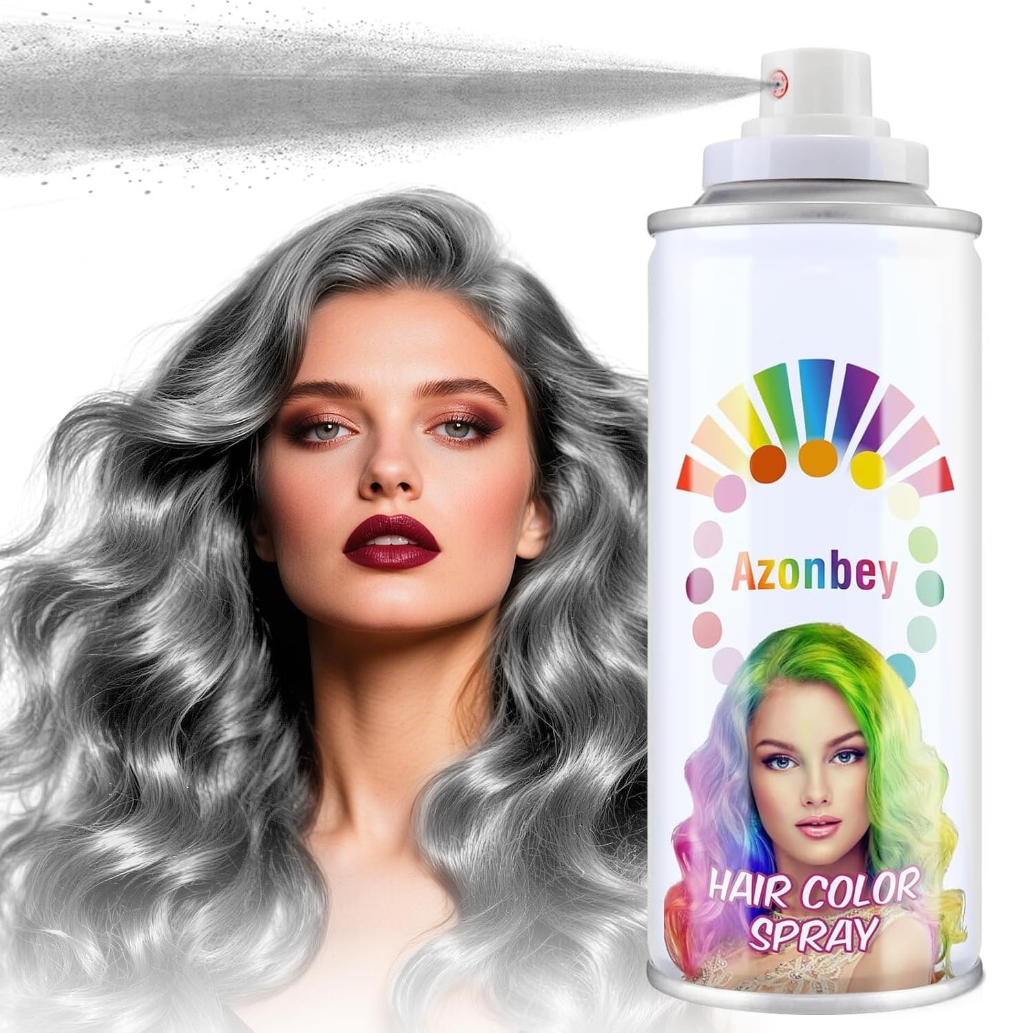 Gray Hair Spray,Hair Color Spray Temporary for Women Kids Men,Gentle Formula, Washable & Non-Sticky Hair Dye Spray,HairSpray,For Cosplay,Christmas,Halloween Crazy Hair Day,Festivals,Costume (Gray)