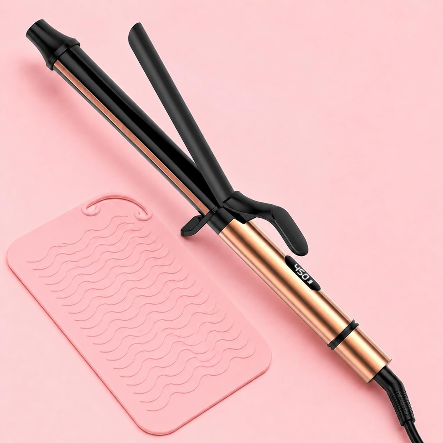 MESCOMB 1 Inch Long Barrel Curling Iron, 6.7″ Extra Long Barrel Hair Curler for 24H Long-Lasting Loose Curls & Beach Waves, Ceramic Tourmaline Curling Iron with 8 Heat Settings, Dual Voltage