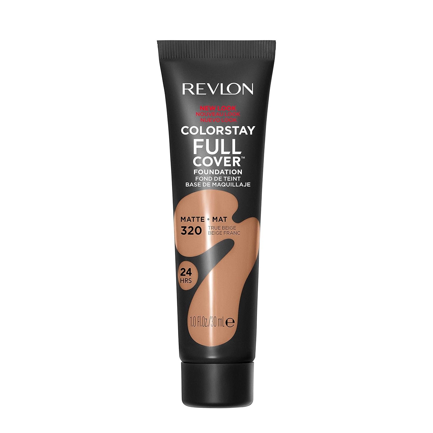 Revlon ColorStay Full Cover Longwear Matte Foundation, Heat & Sweat Resistant Lightweight Face Makeup, 320 True Beige, 1.0 fl oz