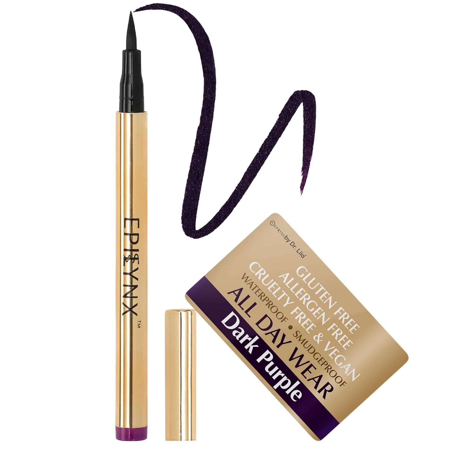 Liquid Eyeliner – Hypoallergenic Eyeliner w/ Fine Brush Tip, Long-Lasting Waterproof Eye Liner – Cruelty-Free, Vegan, Hypoallergenic, Gluten-Free, Smooth Application Liquid Eye Liner, Dark Purple 2mL