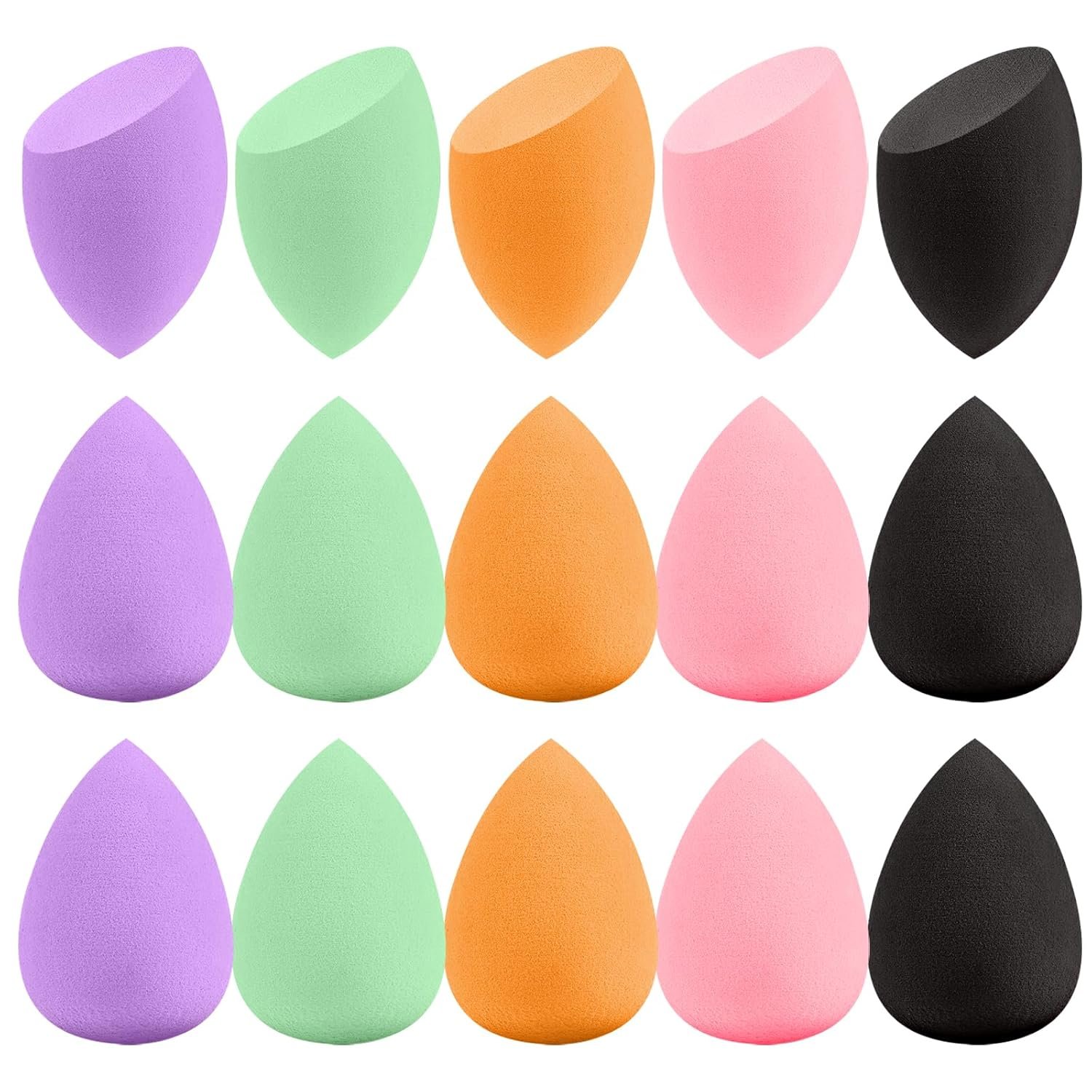 15 Pcs Multicolor Makeup Sponge Set-Individually Wrapped beauty sponges,Soft Latex-Free Low Absorption Sponges, Wet & Dry Use for Flawless Finish Liquid Cream Powder Makeup