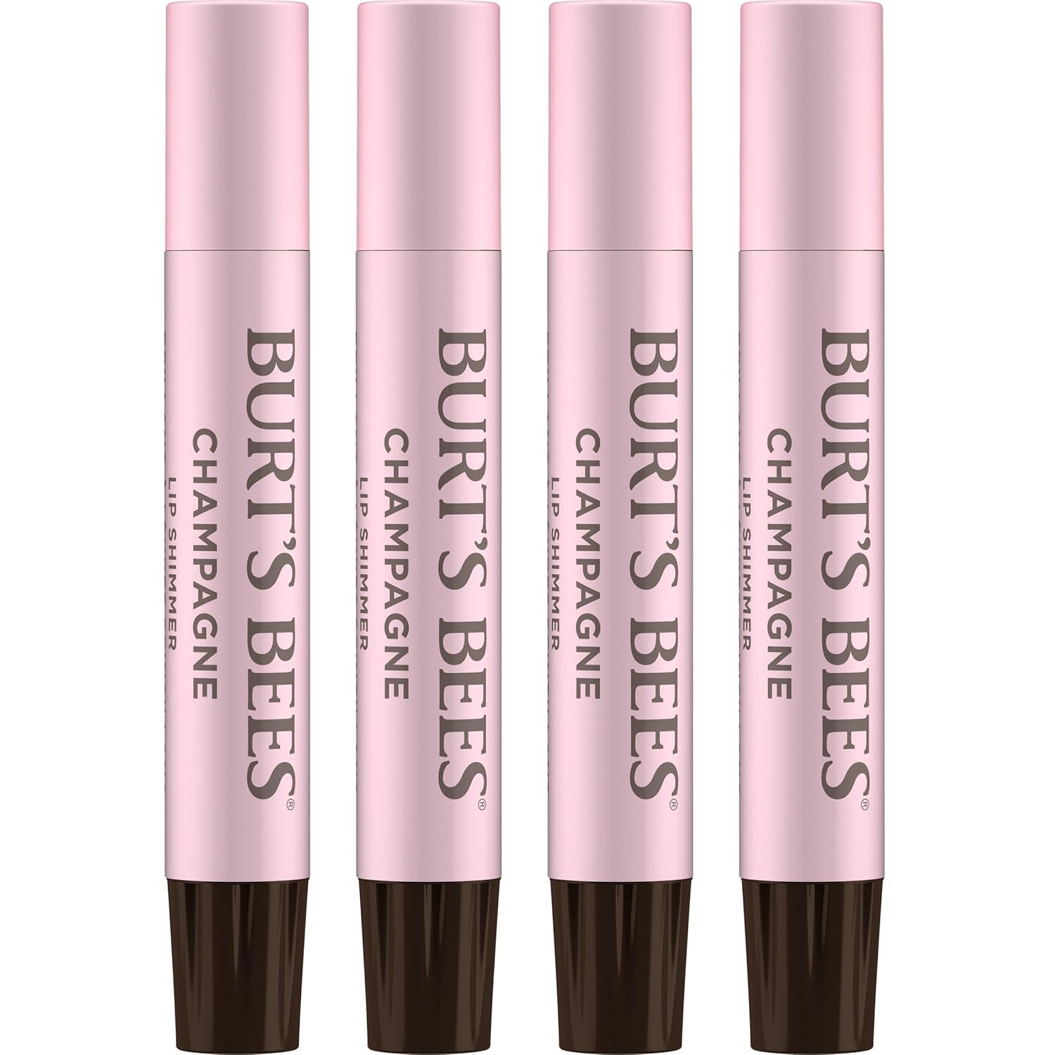 Burt’s Bees Shimmer Lip Tint Set, Mothers Day Gifts, Tinted Lip Balm Stick, Moisturizing for All Day Hydration with Natural Origin Glowy Pigmented Finish & Buildable Color, Champagne (4-Pack)