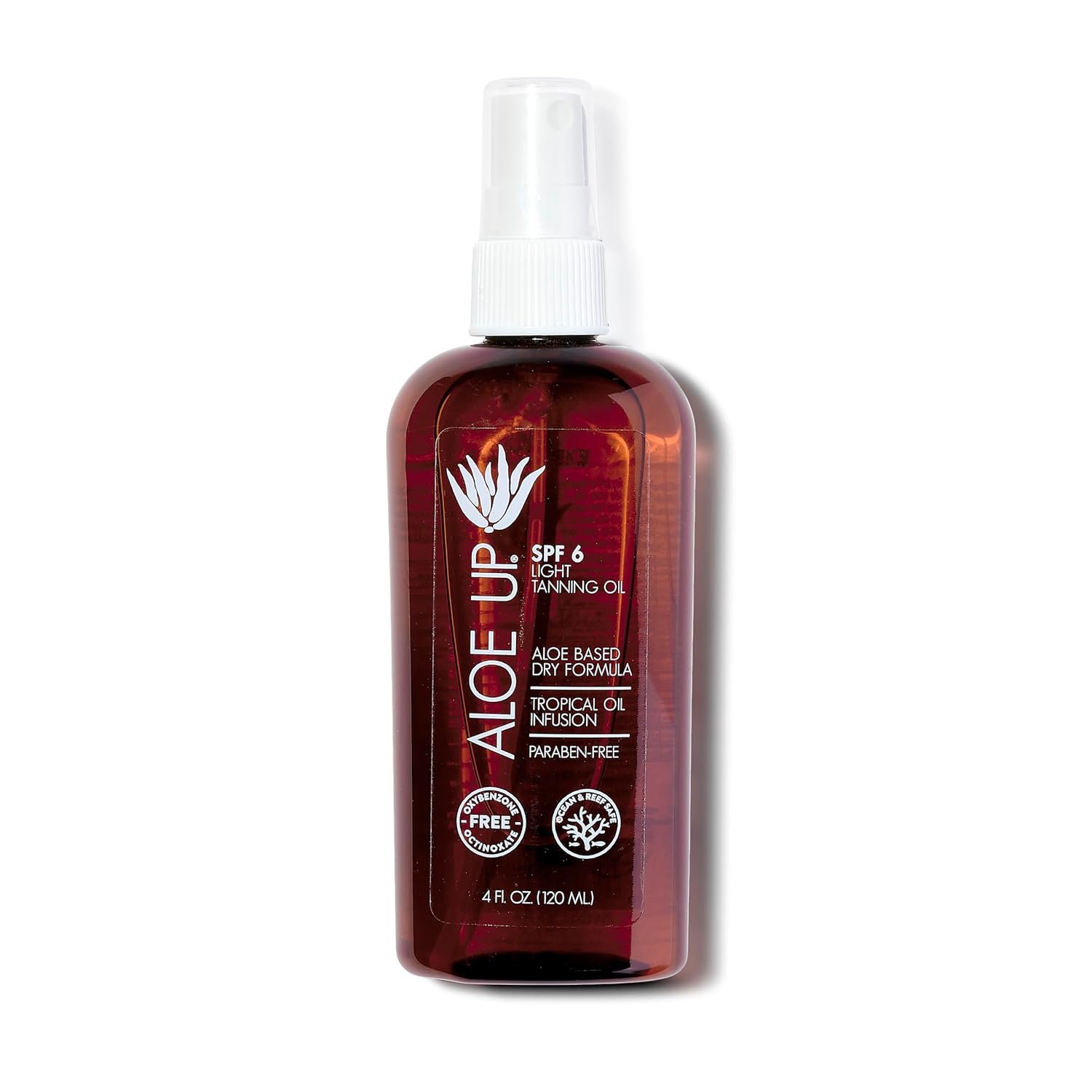 Aloe Up Light Tanning Oil With SPF 6 Sunscreen – Body and Face Tanning for Outdoor Sun – With Pure Aloe Vera Oil and Natural Oils – Absorbs Quickly – Reef Friendly – Fresh Tropical Scent – 4 Oz