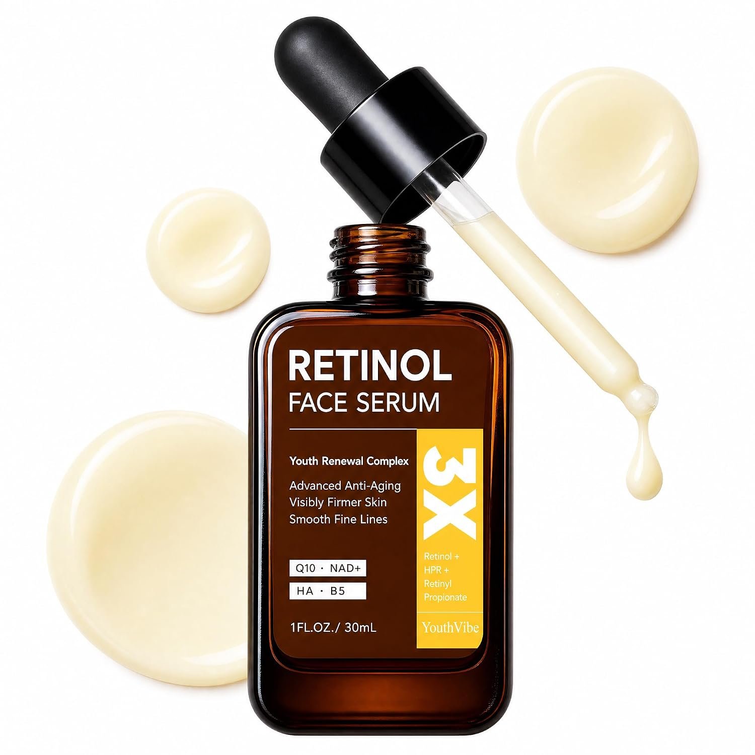 Retinol Serum for Face, Anti Aging & Anti Wrinkle B5 Resurfacing Retinol Serum with Niacinamide, Collagen & Hyaluronic Acid, Smooths Wrinkles & Fine Lines, Dark Spot Corrector, Brighten Dullness